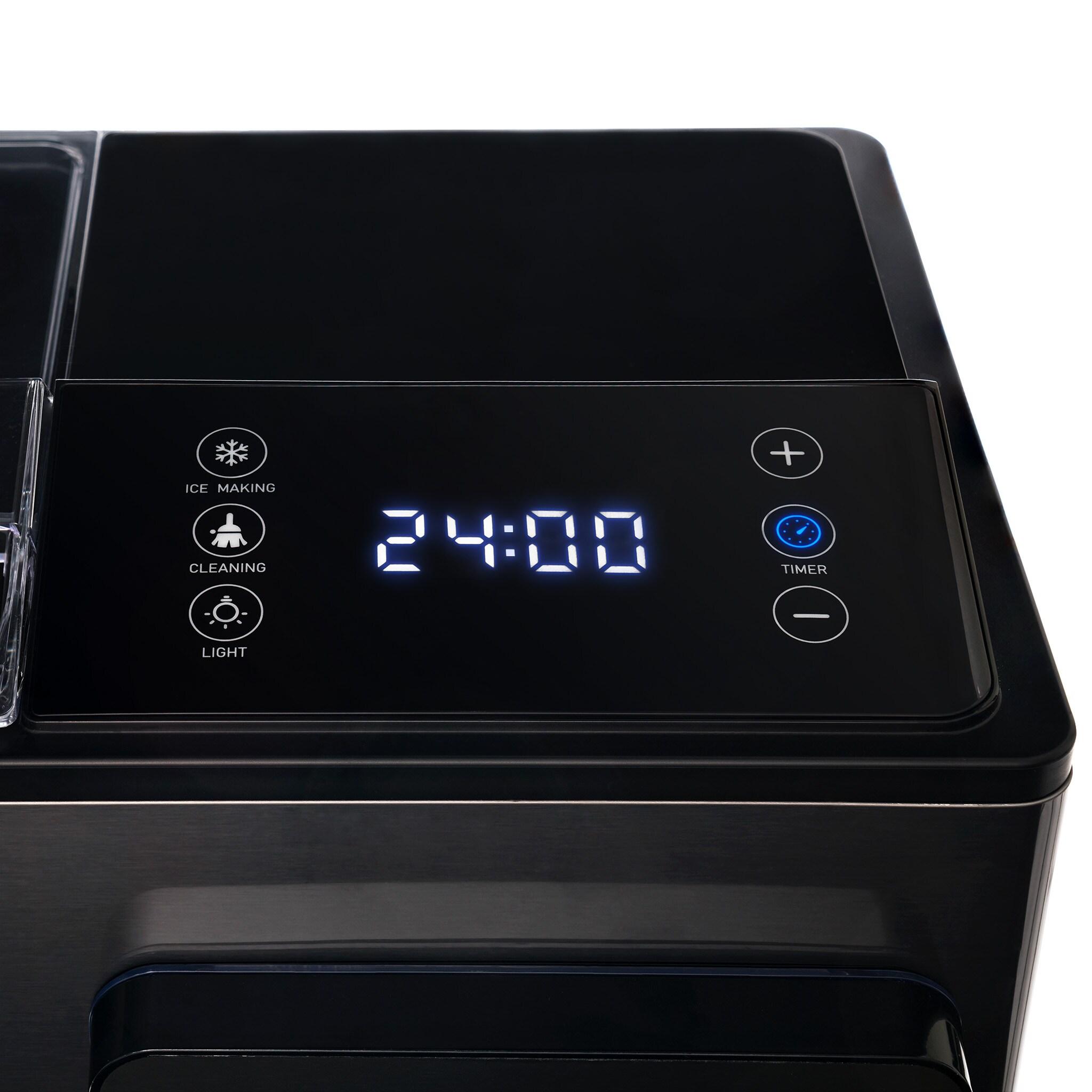 Luma Nugget Countertop Ice Maker, 44 lbs in 24 hours, Black Stainless Steel Ice Machine