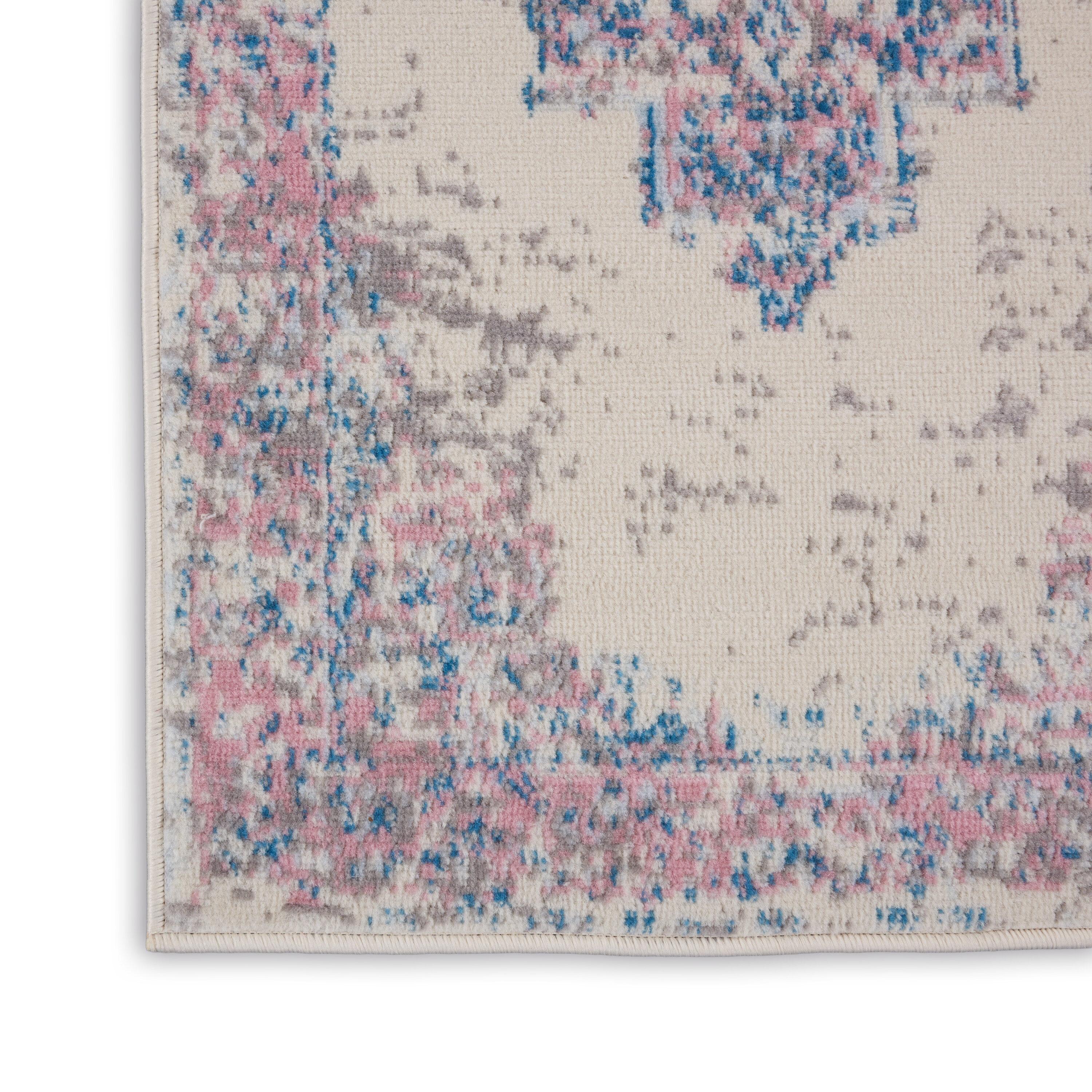 Nourison Grafix GRF14 Ivory/Pink Area Rug 2'3" x 7'6"