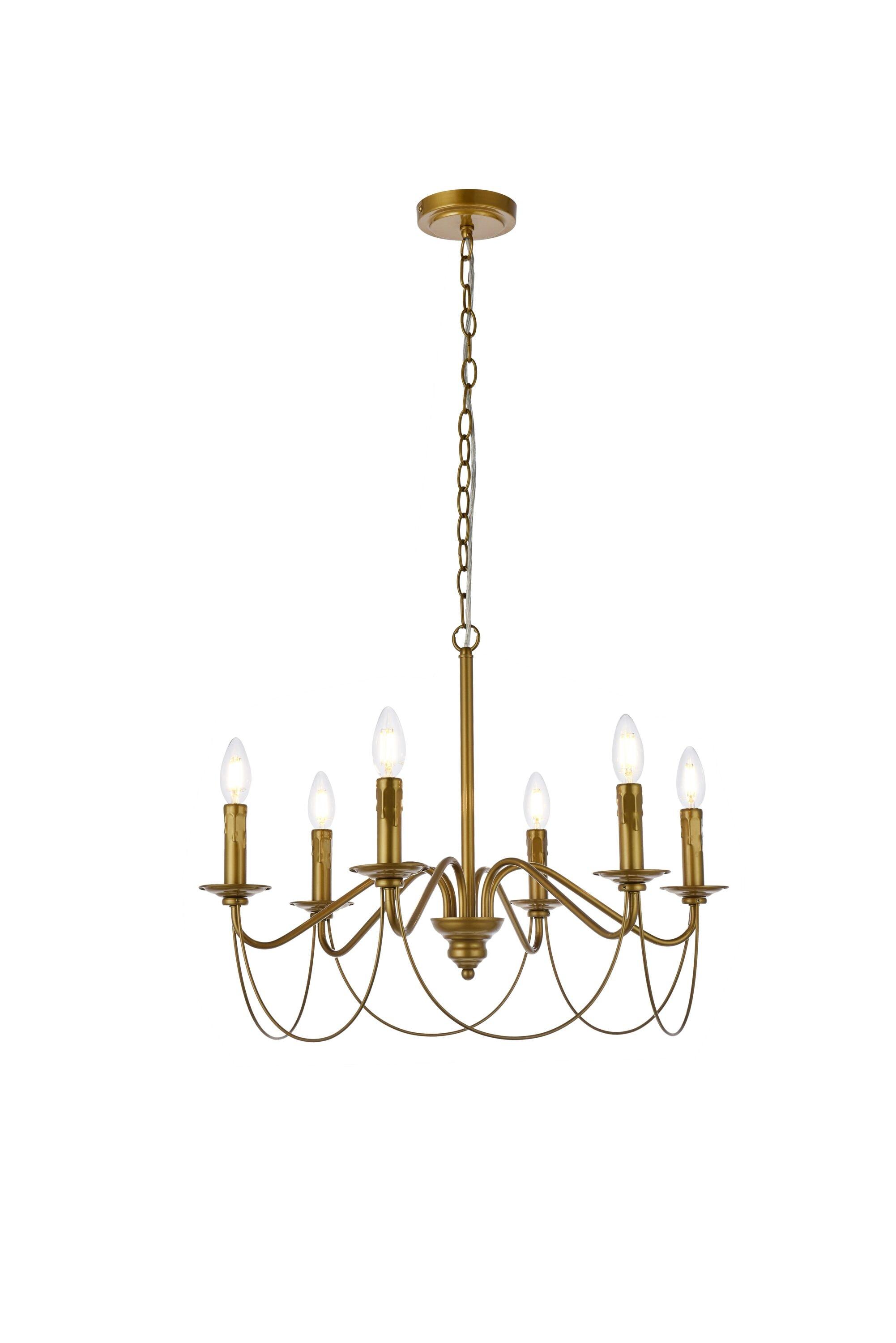Elegant Lighting Westley 6 lights pendant in brass