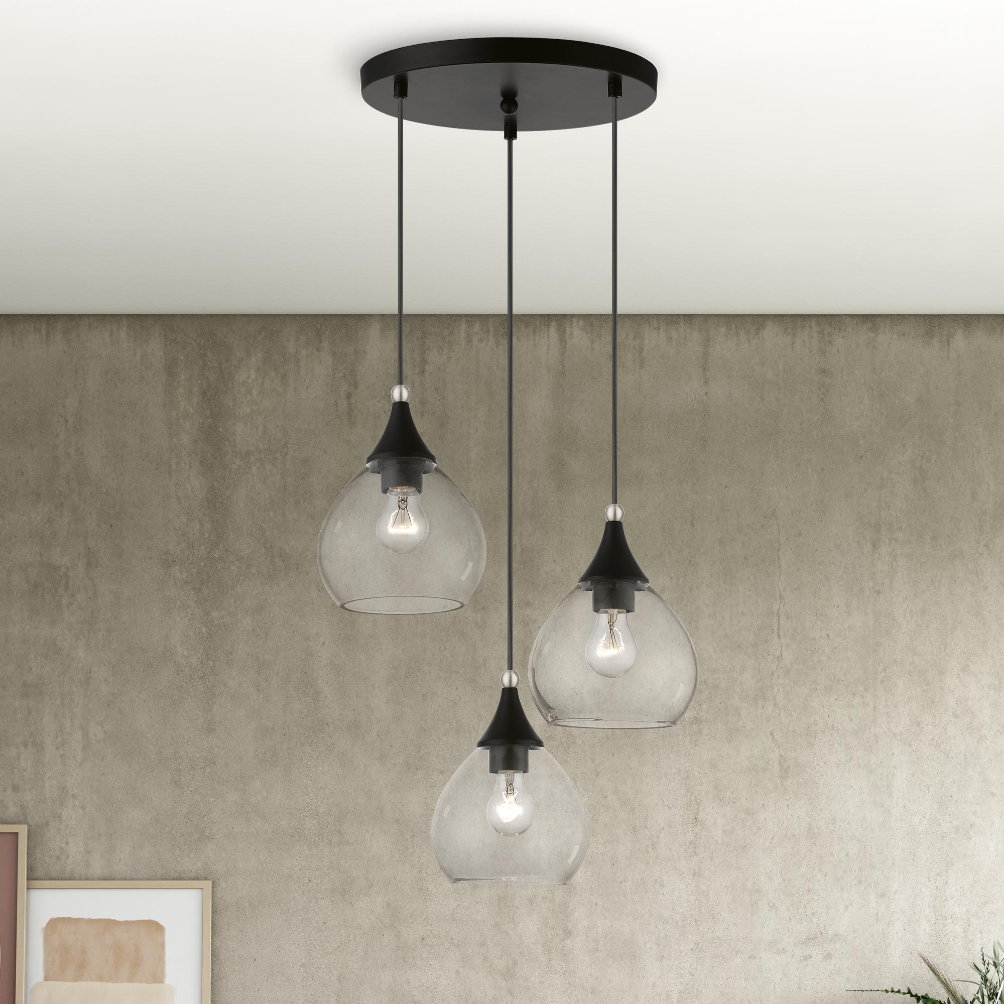 Livex Lighting Catania 3 - Light Pendant in  Black/Brushed Nickel