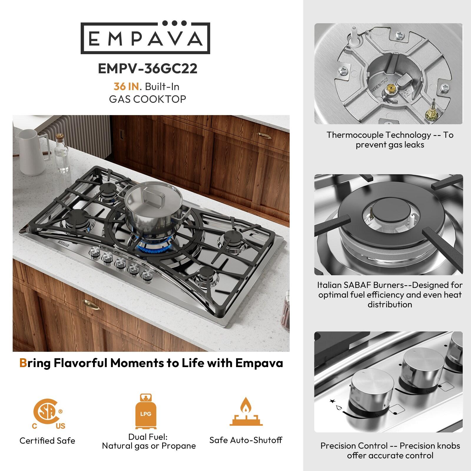 Empava 36" Stainless Steel 5 Burner Cooktop