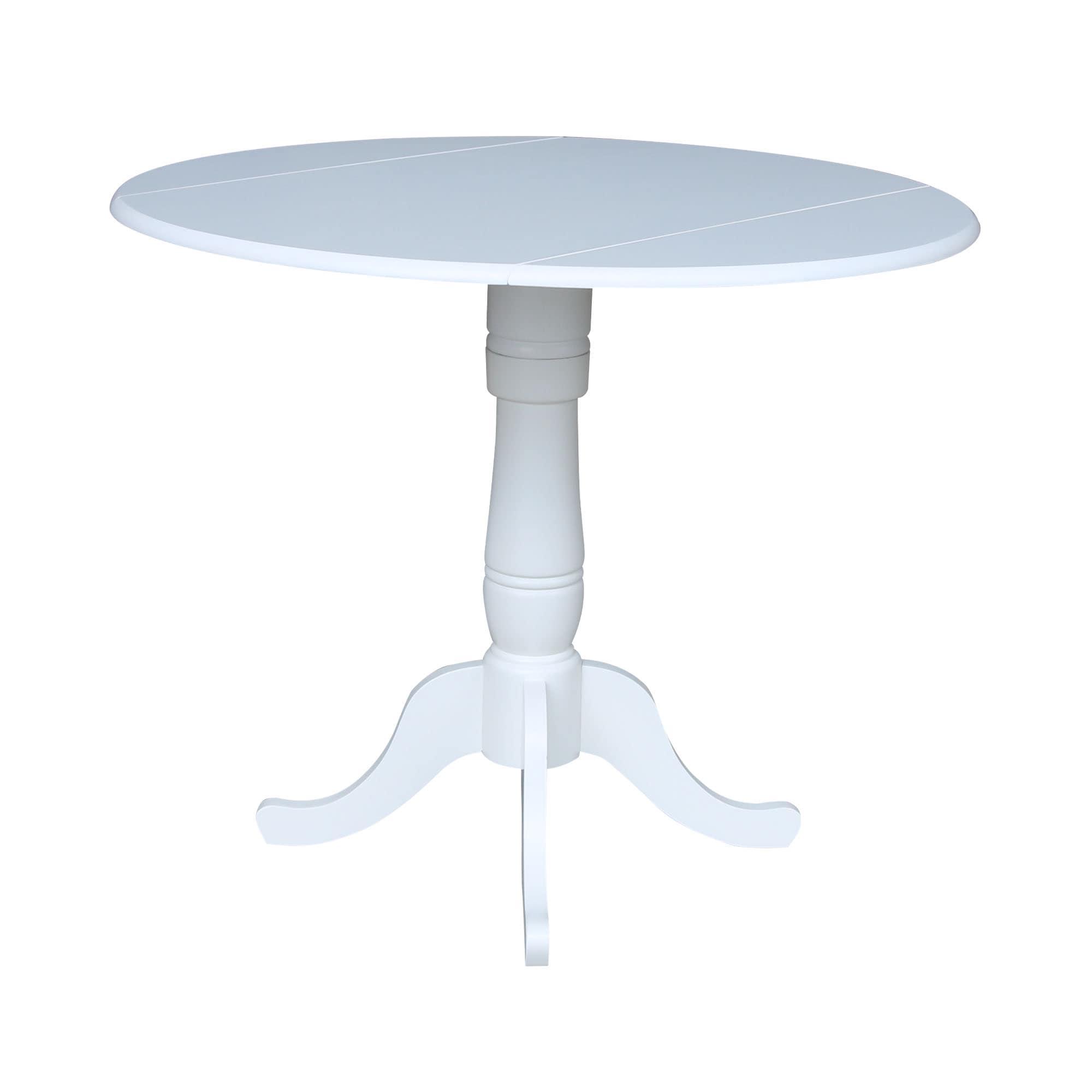 International Concepts 42 In Round dual drop Leaf Pedestal Table - 35.5  inchesH