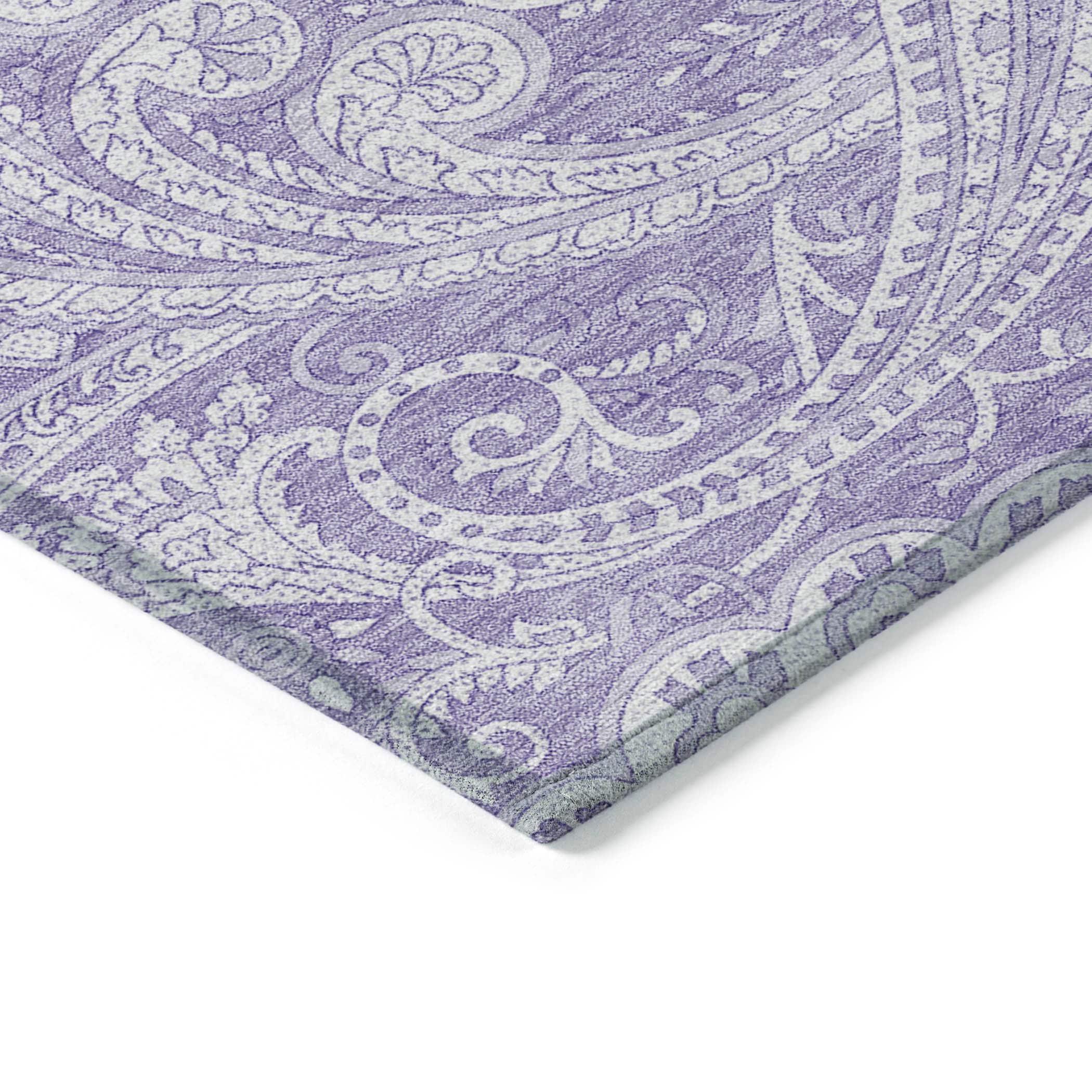 Lavender Paisley Flat Woven Indoor Outdoor Rug