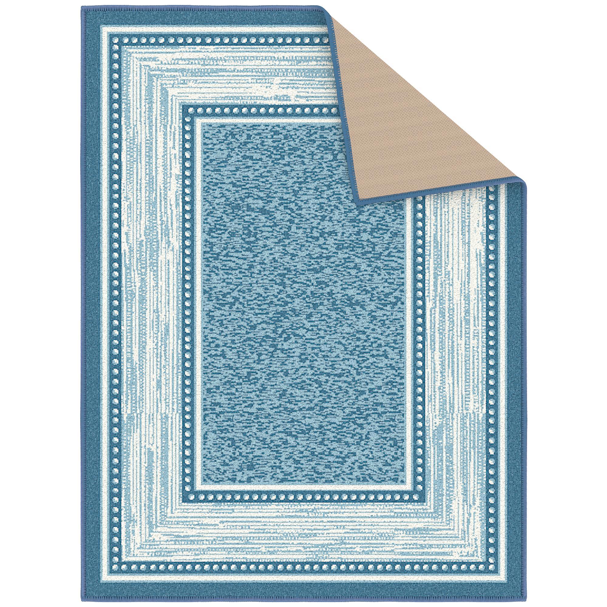 Ottomanson Machine Washable Non-Slip Rubberback Bordered 2x3 Indoor Area Rug, 2'3" x 3', Blue