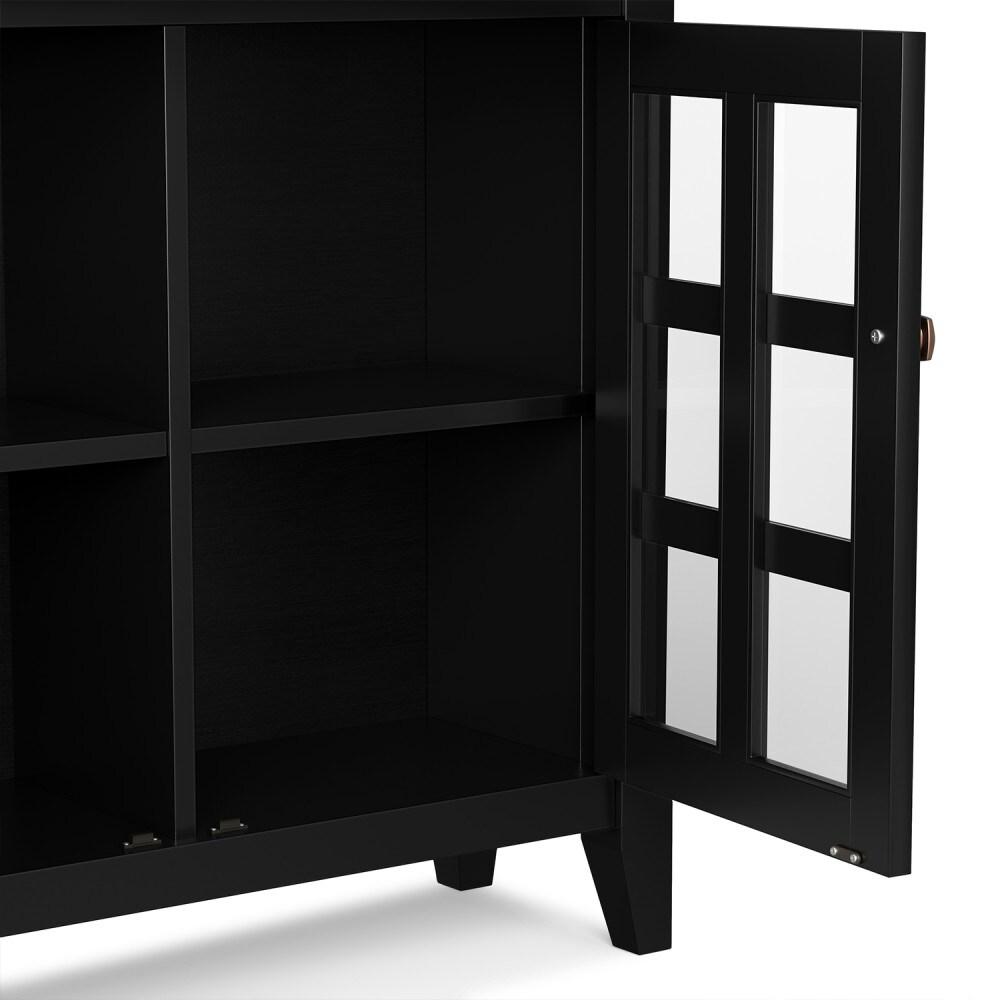 Simpli Home Acadian 36"W Solid Wood 2-Shelf Entryway Storage Cabinet with Glass Doors and 2 Drawers