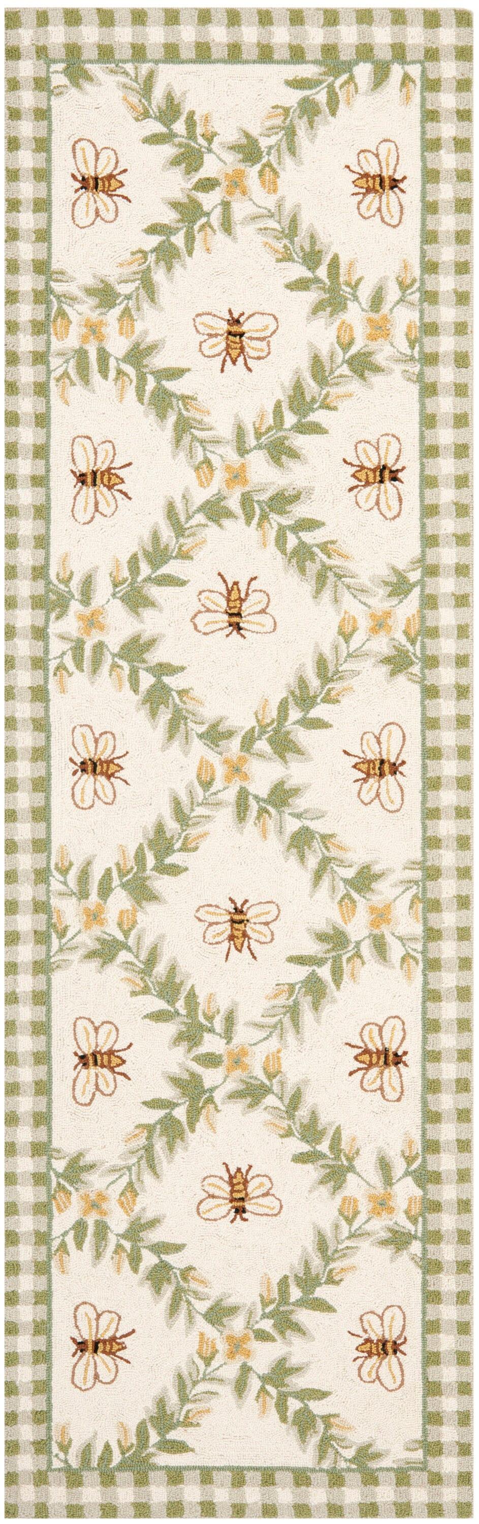 Chelsea HK55 Hand Hooked Runner Rug - Ivory/Green - 2'6"x12' - Safavieh.