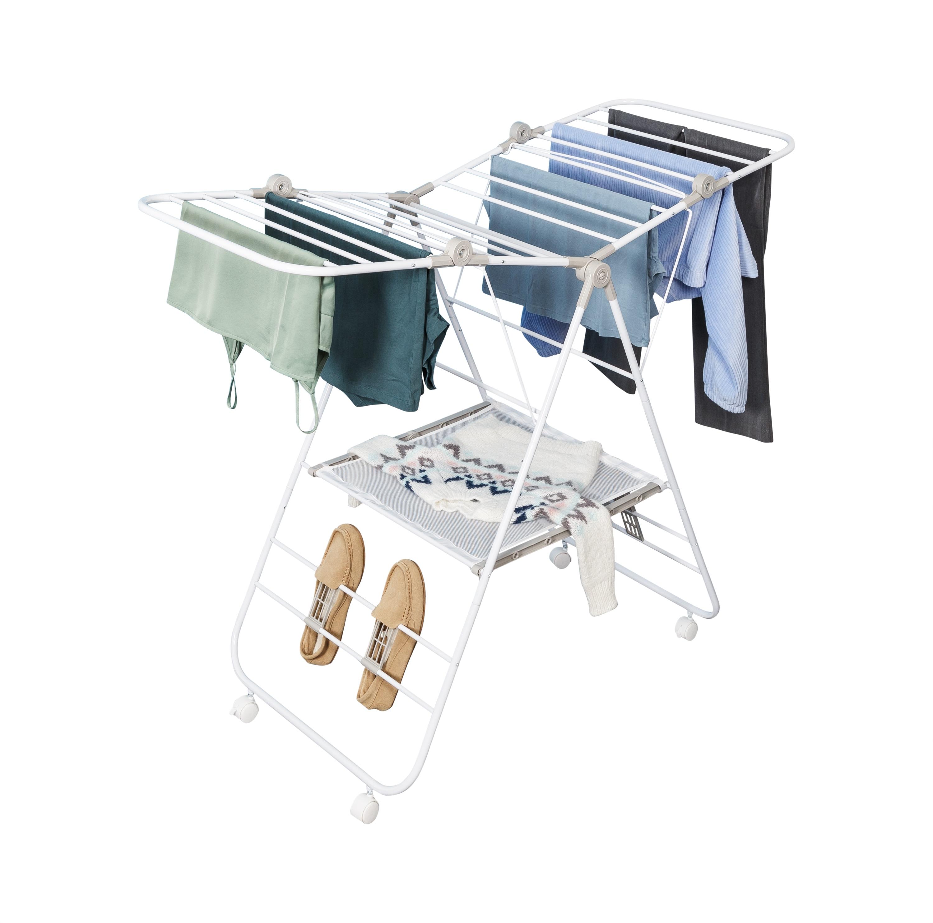 Honey-Can-Do Folding Gullwing Drying Rack: Indoor Collapsible Steel Clothes Dryer, 50 lb Capacity, White