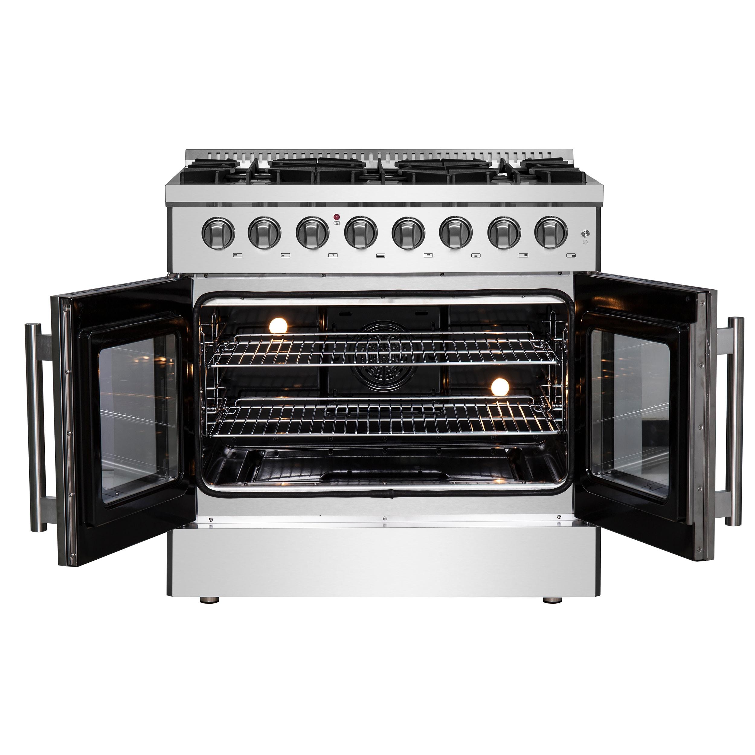 Galiano 36-inch French Door Dual Fuel Range All Stainless Steel with 6 Sealed Burners, 5.36 cu.ft.