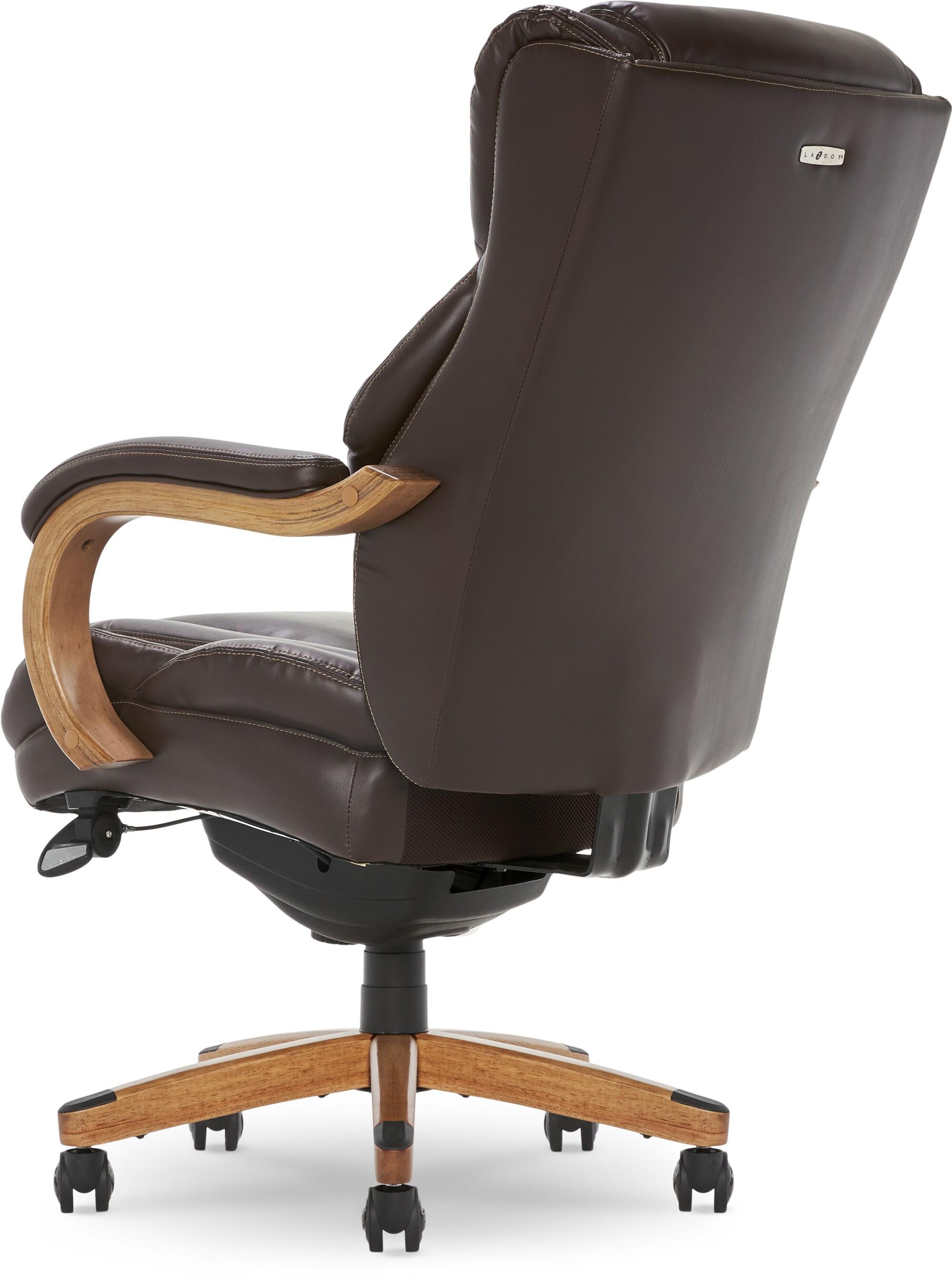 La-Z-Boy La-Z-Boy Harnett Big and Tall Executive Office Chair, Ergonomic High-Back Chair with Solid Wood Arms, ComfortCore with Memory Foam Cushions, Bonded Leather