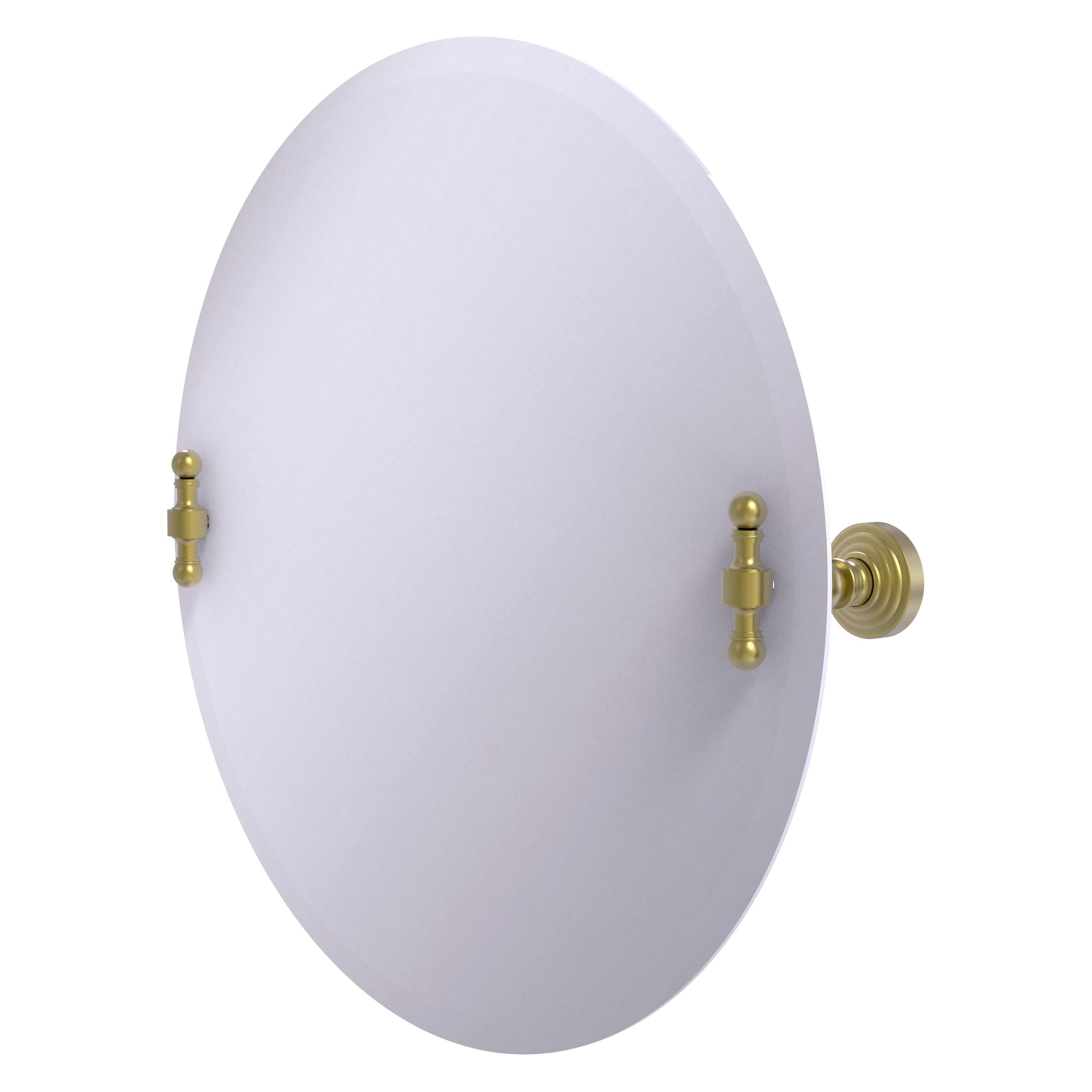 Round Frameless Beveled Edge Wall Mirror with Satin Brass Finish