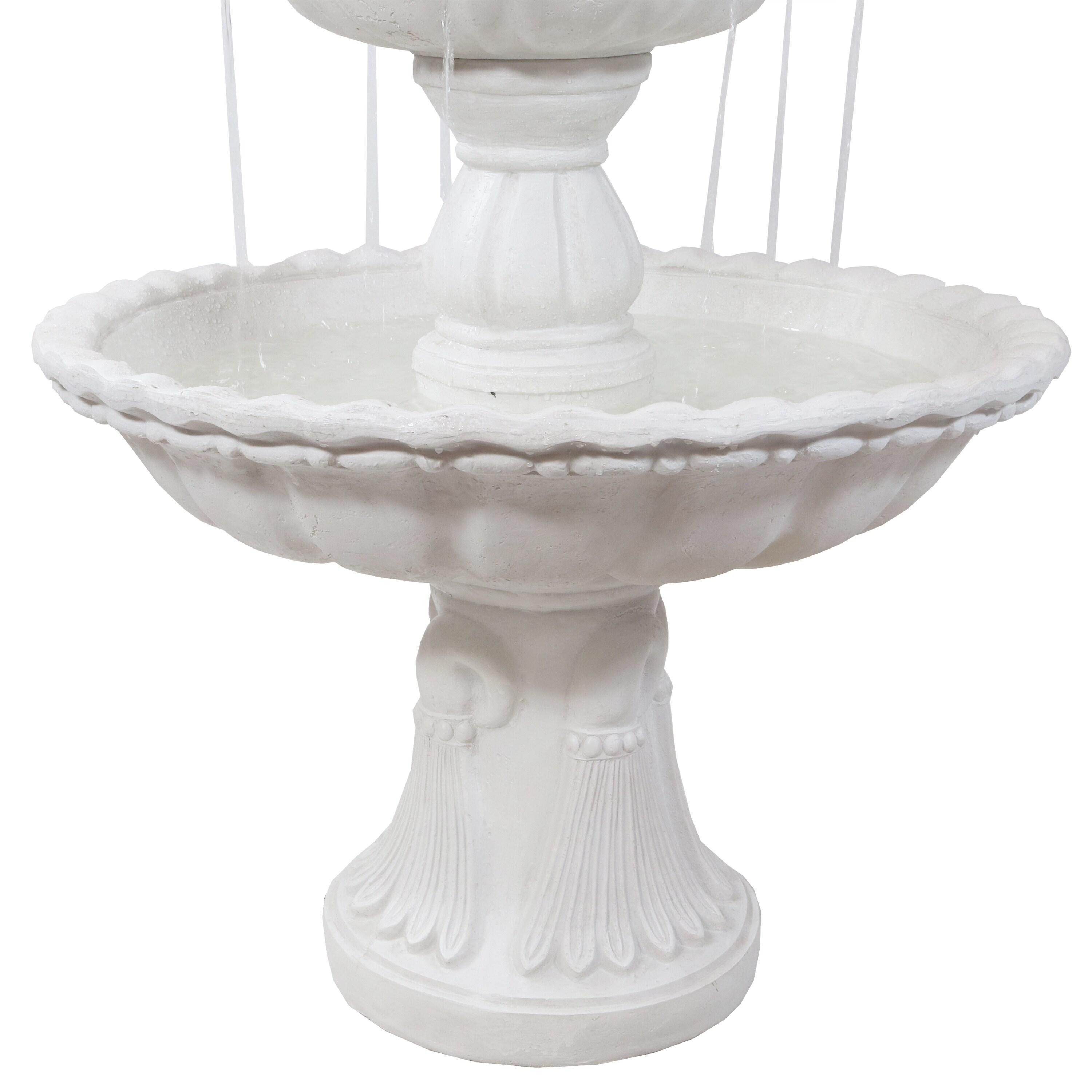 Sunnydaze Electric Fiberglass 3-Tier Welcome Pineapple Top Outdoor Water Fountain - 57" - White