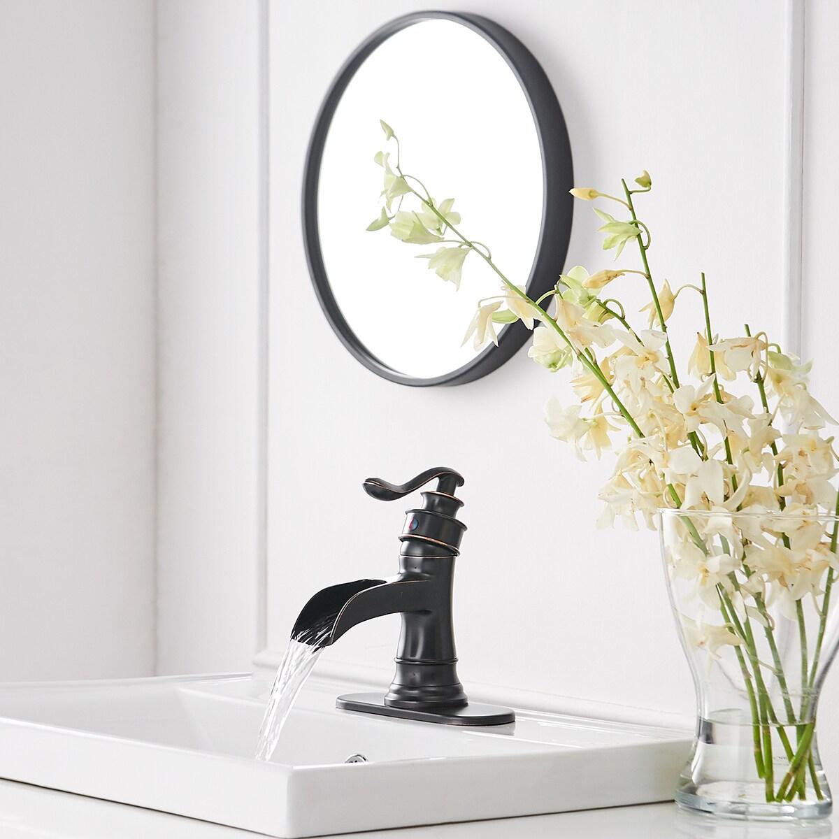 BWE Waterfall Single Hole Single-Handle Low-Arc Bathroom Faucet With Pop-up Drain Assembly