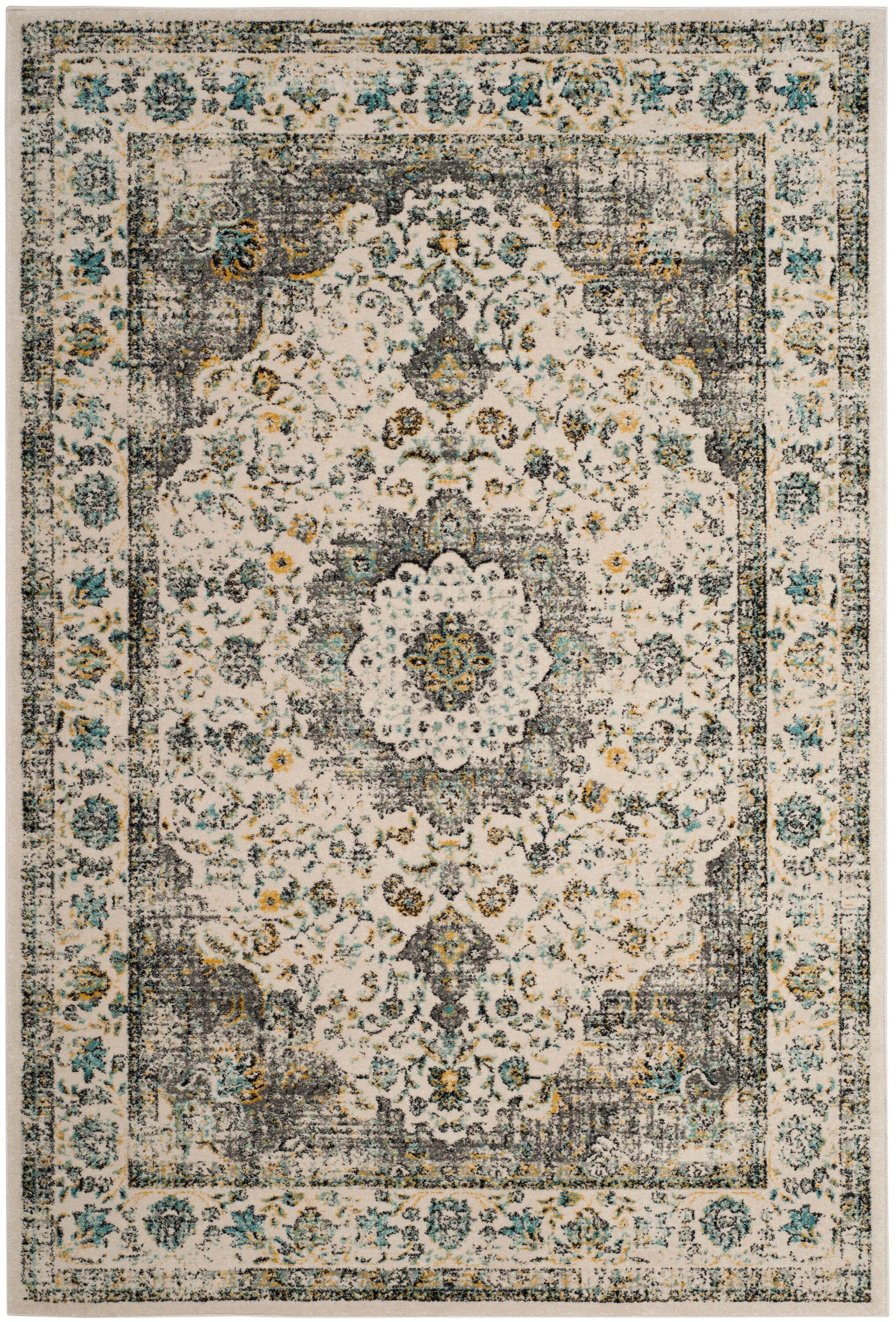Evoke EVK220 Power Loomed Area Rug - Grey/Gold - 4'x6' - Safavieh.