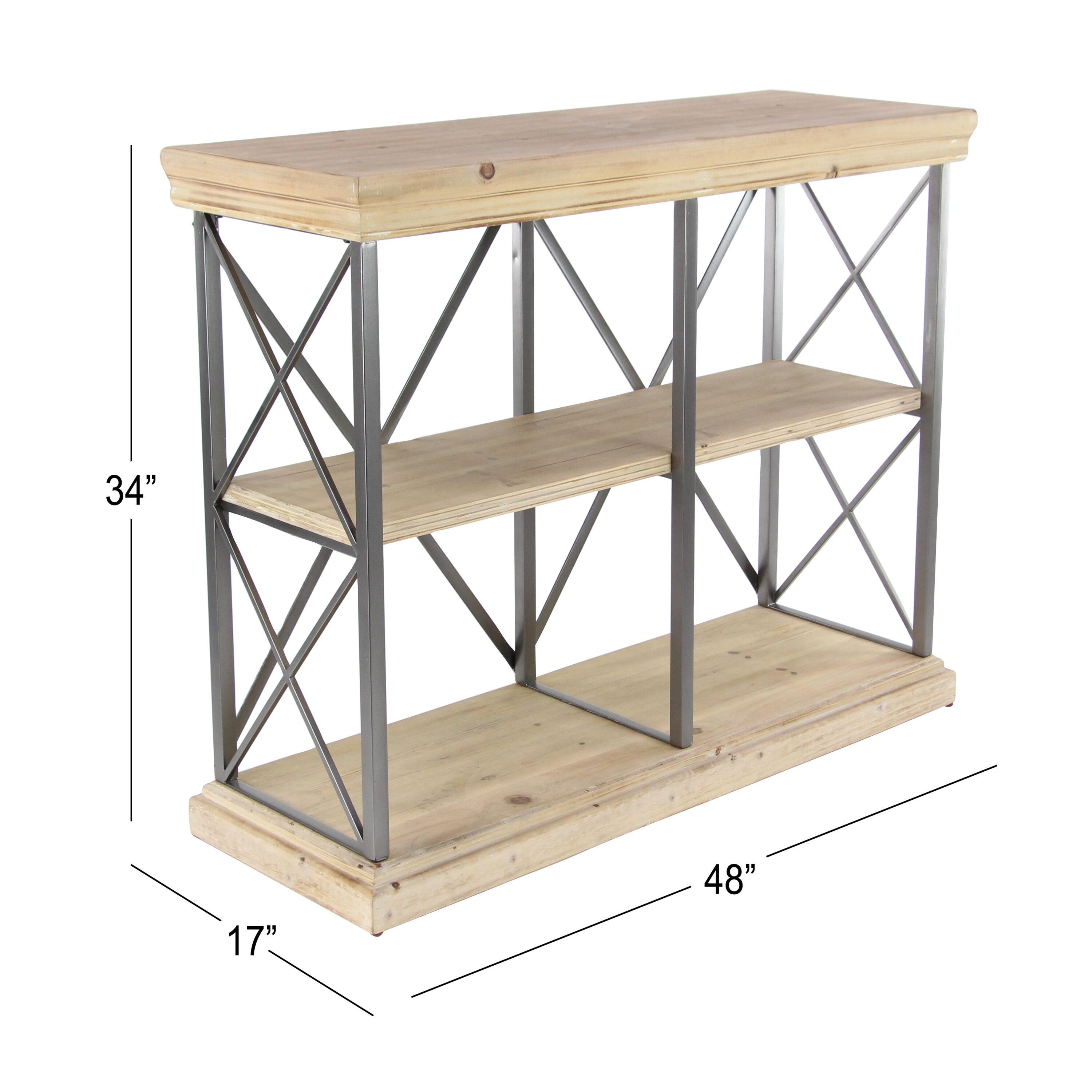 DecMode 48" x 34" Brown Wood 3-Tier Shelving Unit, 1-Piece
