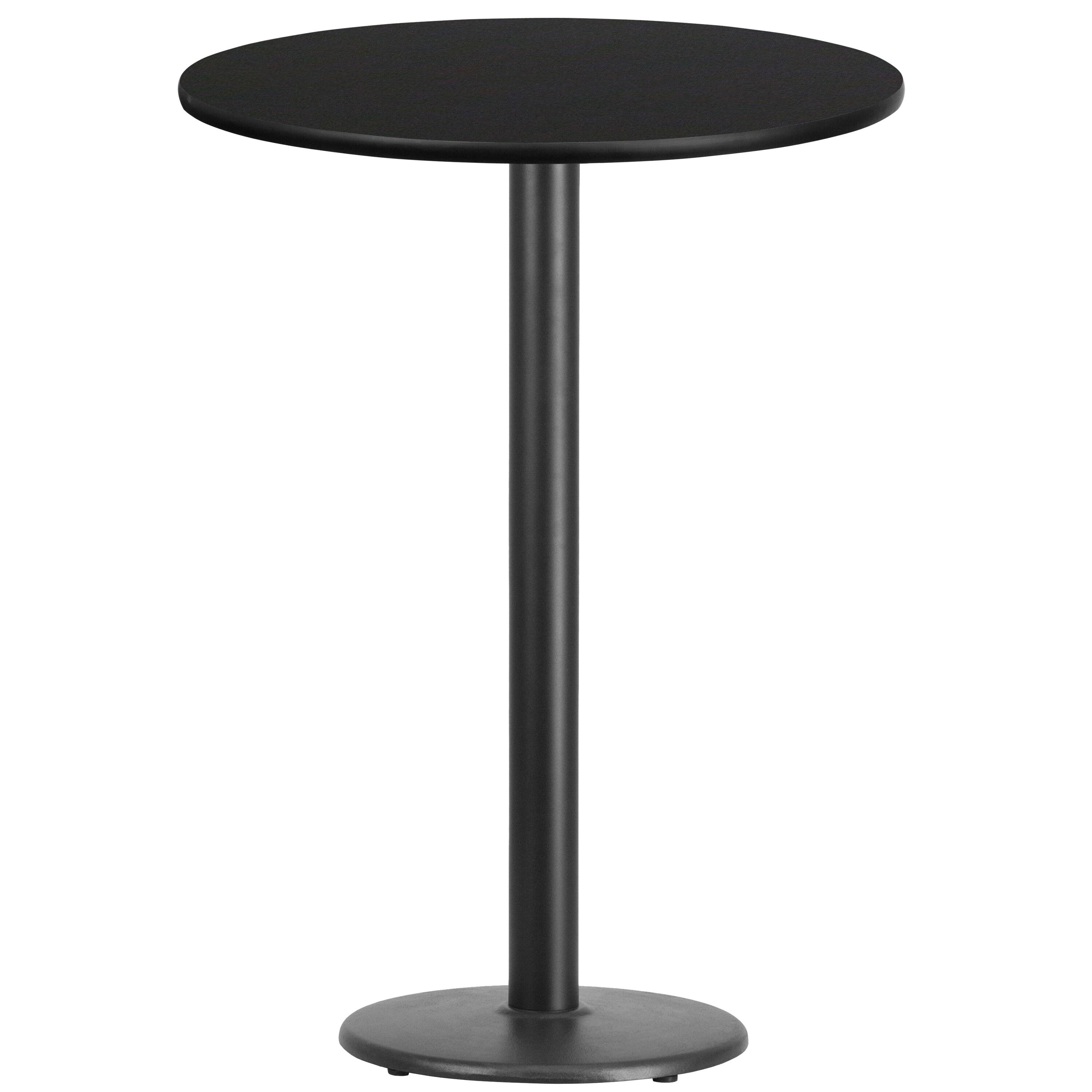 Flash Furniture Stiles 30'' Round Black Laminate Table Top with 18'' Round Bar Height Table Base