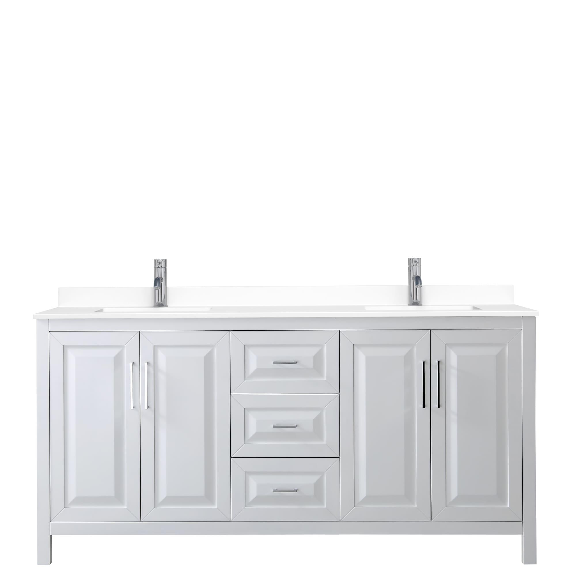 Wyndham Collection Daria 72'' Double Bathroom Vanity with Carrara Marble Top