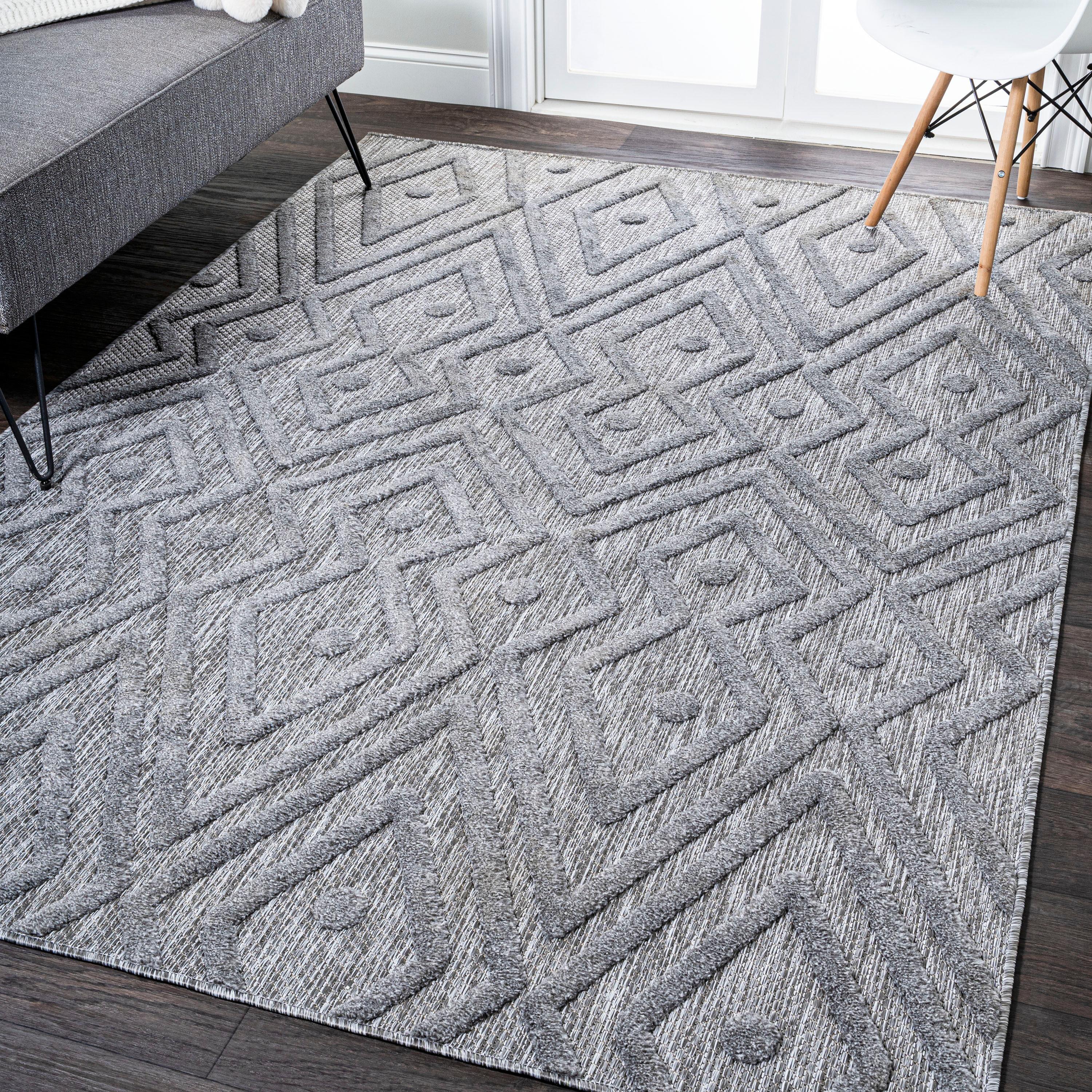 4'x6' Balansat Moroccan Diamond Indoor/Outdoor Area Rug, Dark Gray - JONATHAN Y