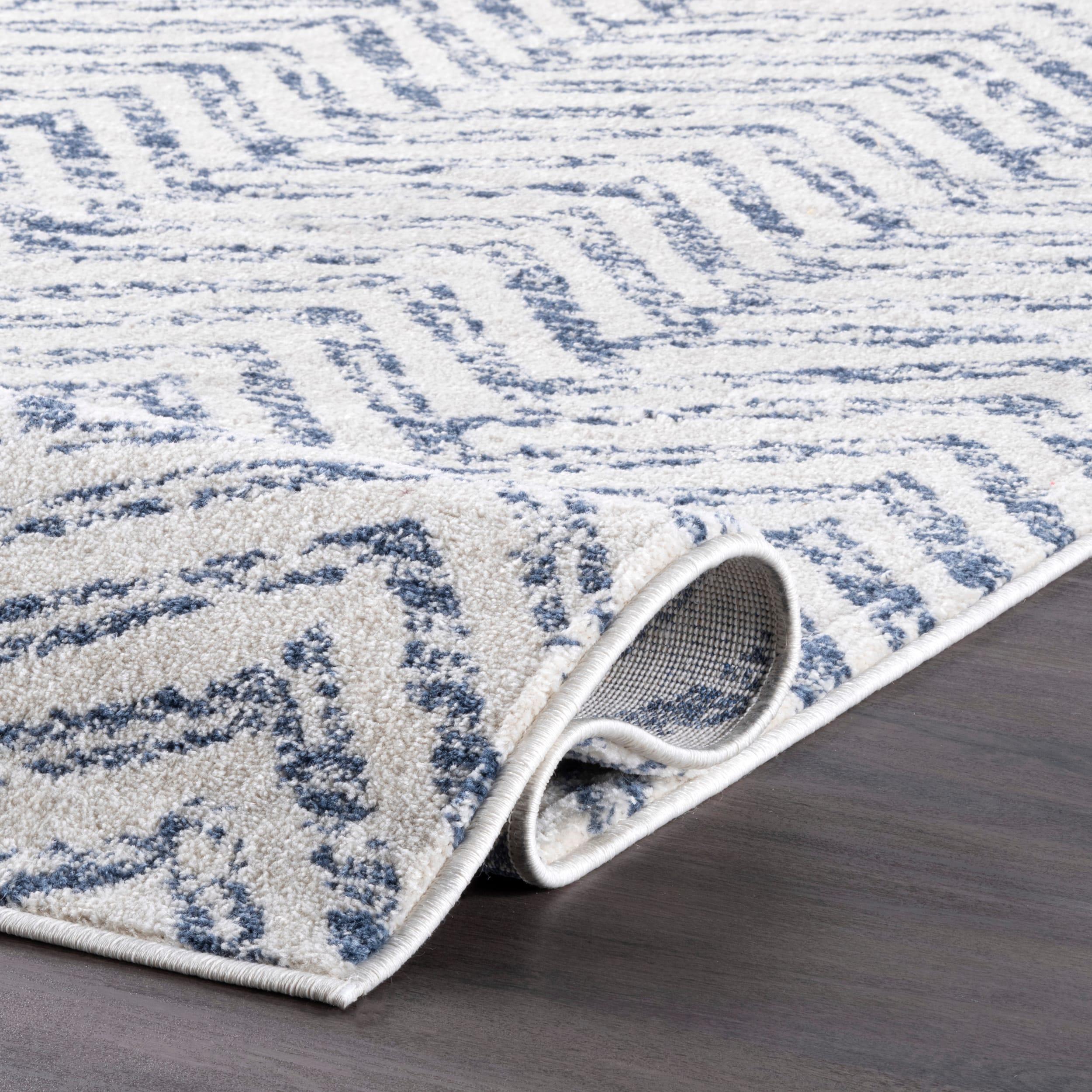 Nuloom Rosanne Chevron 7x9 Indoor Area Rug for Living Room Bedroom Dining Room Kitchen, Blue/Ivory