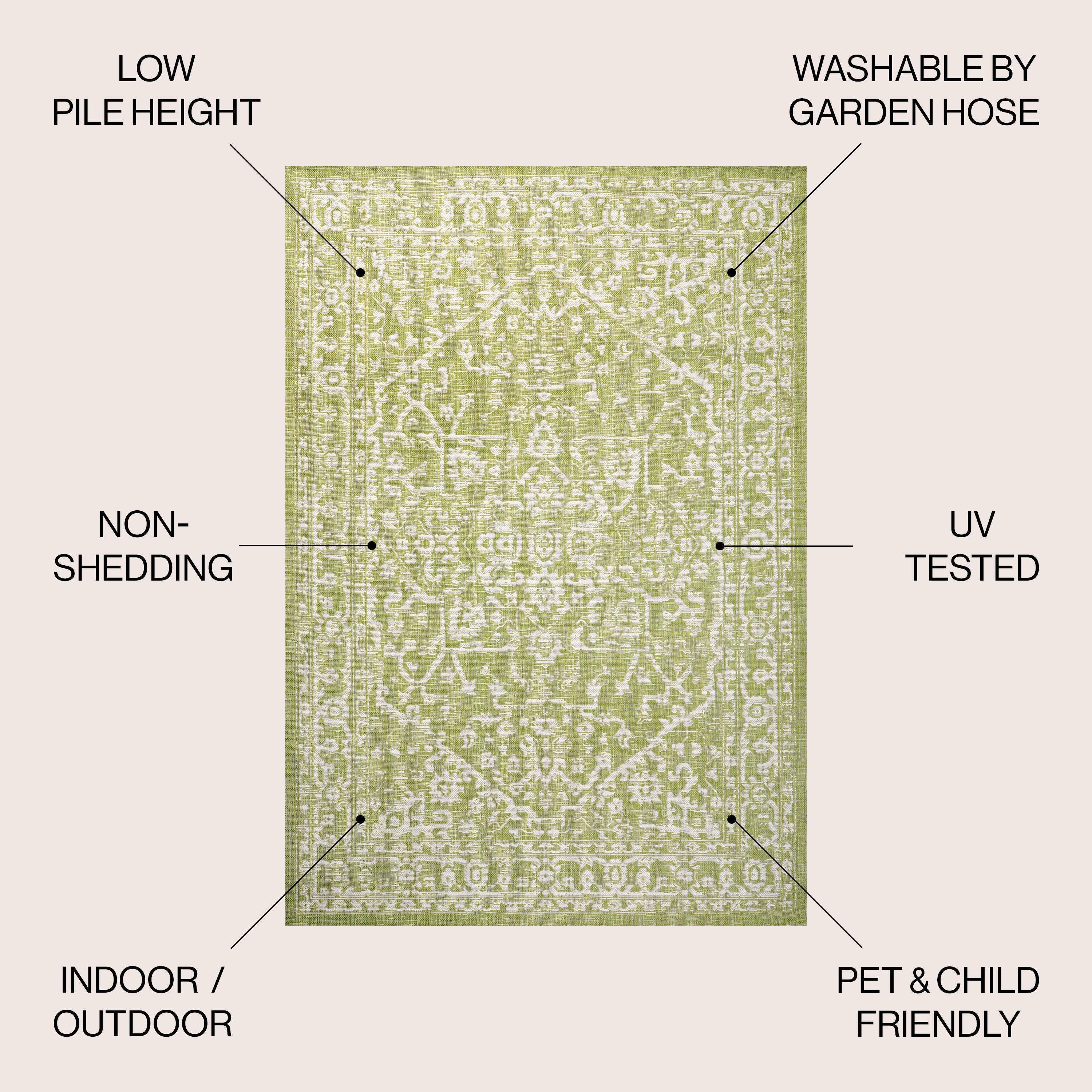 Malta Bohemian Inspired Medallion Textured Weave Indoor/Outdoor Area Rug - JONATHAN Y