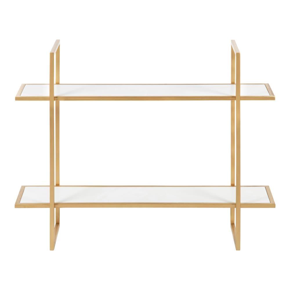 Kate & Laurel All Things Decor 30" x 24" Leigh Wood and Metal Wall Shelf White: MDF Floating Wall Shelves, 2-Tier