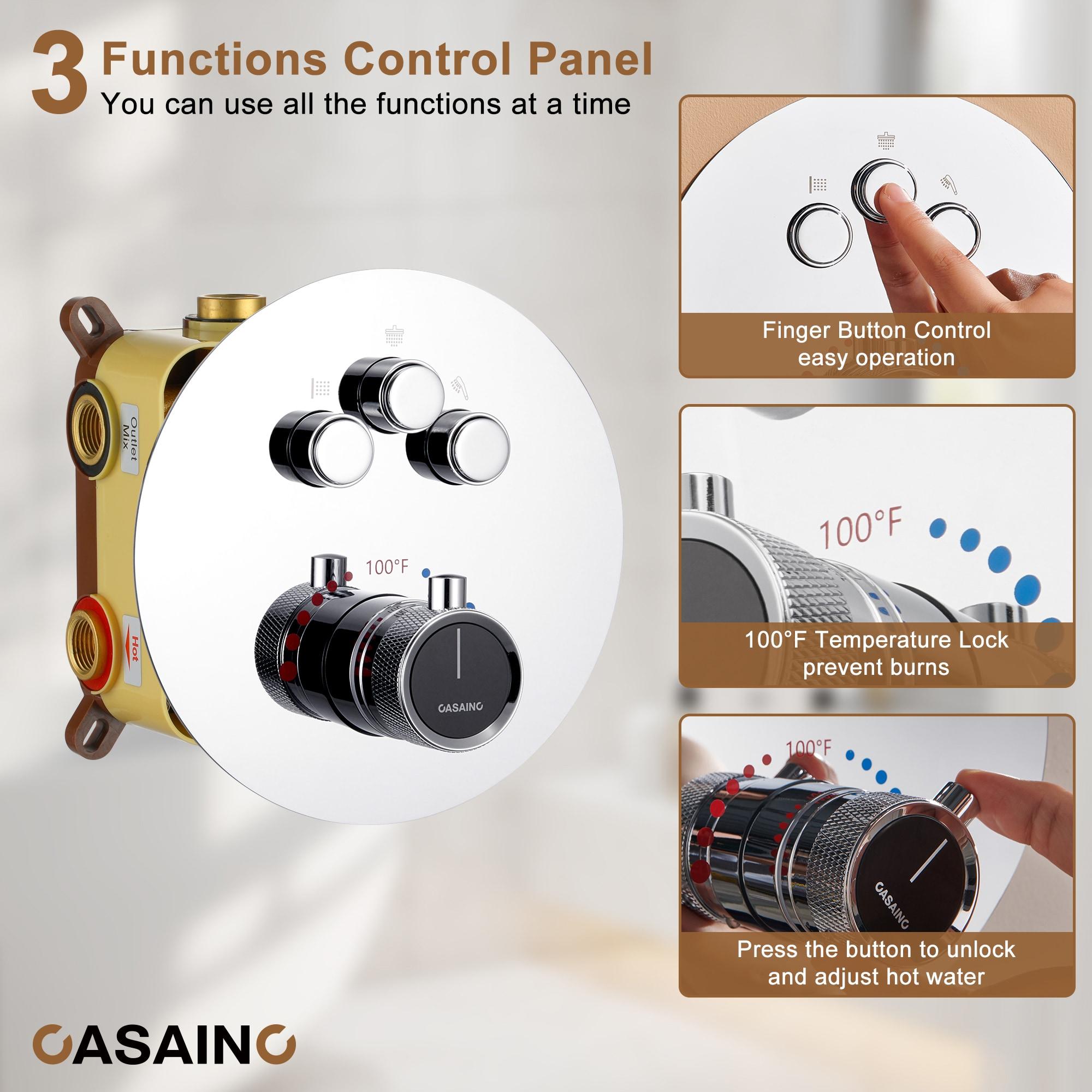 Thermostatic Rainfall Shower System with Rough in-Valve and Digital Display Handheld