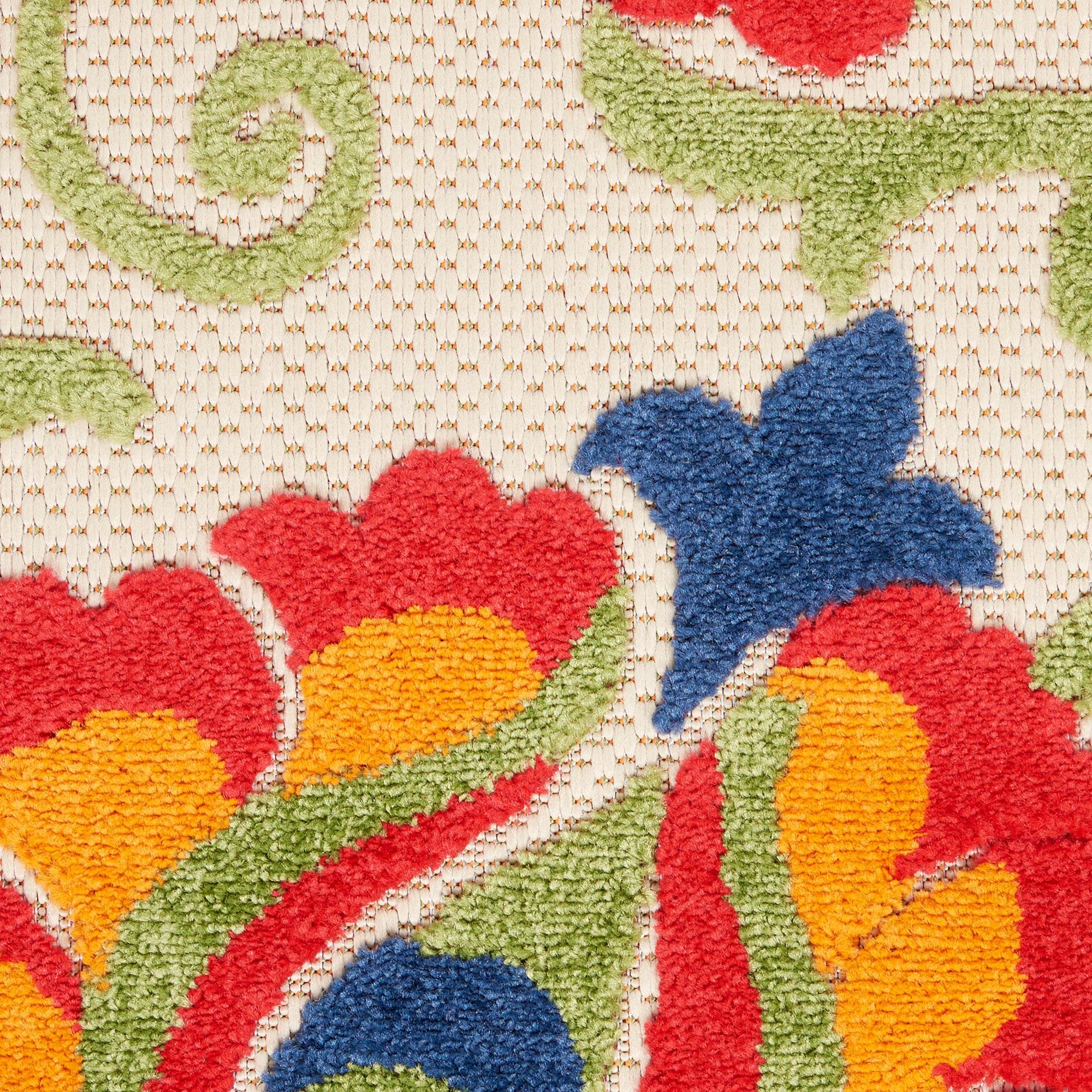 Nourison Aloha Floral Textured Flatweave High-Low Indoor Outdoor Runner Rug Multicolor 2' x 6'