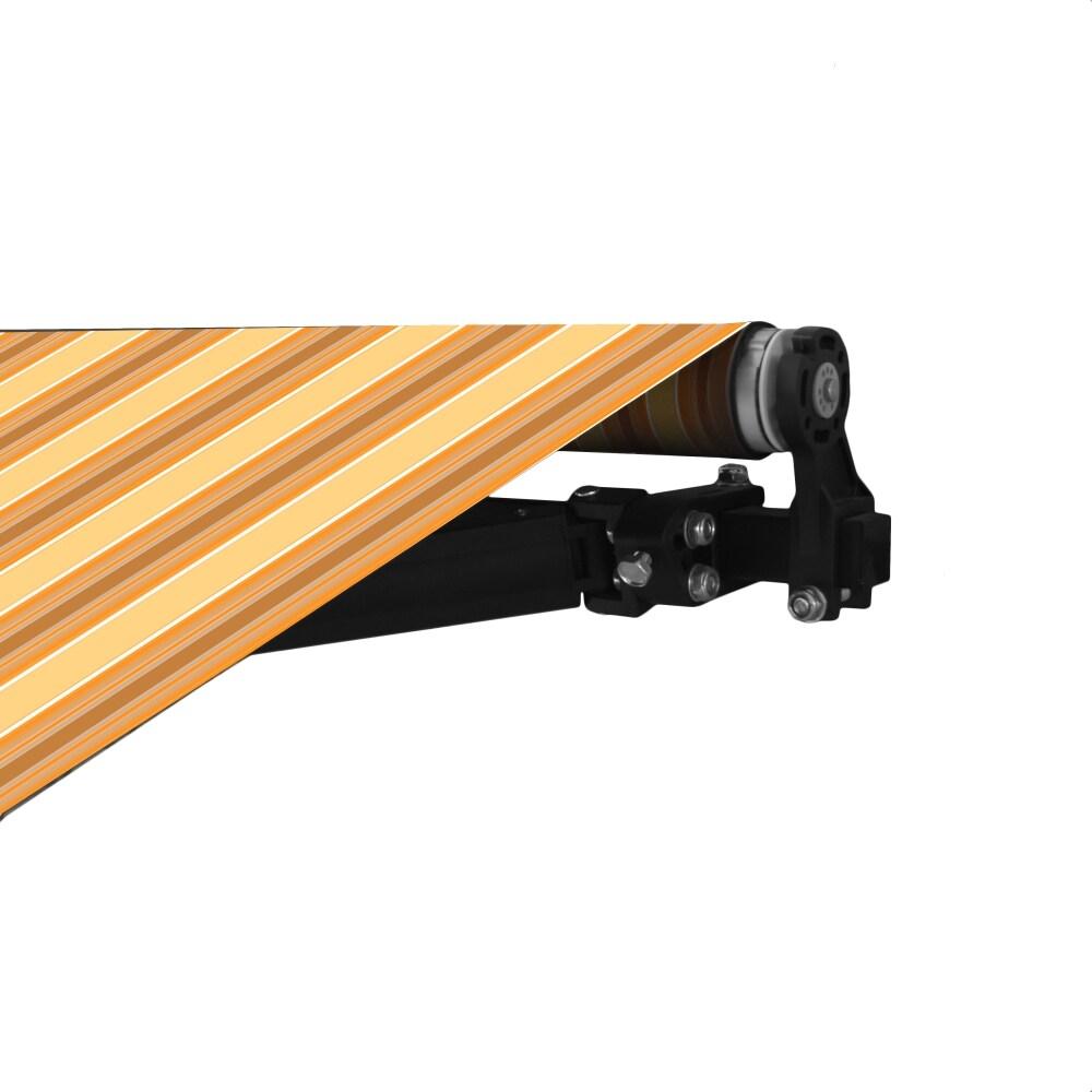 ALEKO Retractable Motorized Multi Striped Yellow 13 x 10 ft Patio Awning  Black Frame