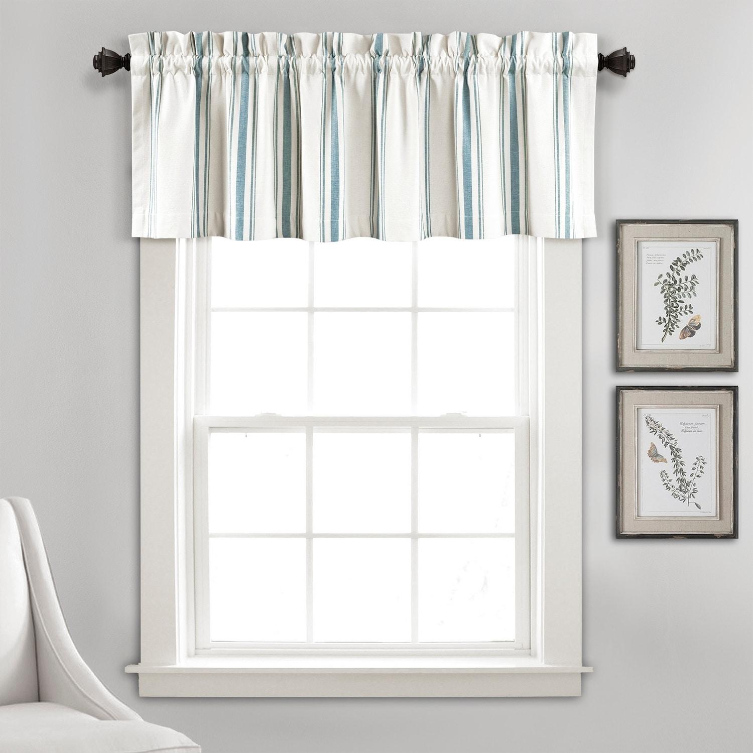 Farmhouse Stripe Striped Ruffled 52'' W Window Valance