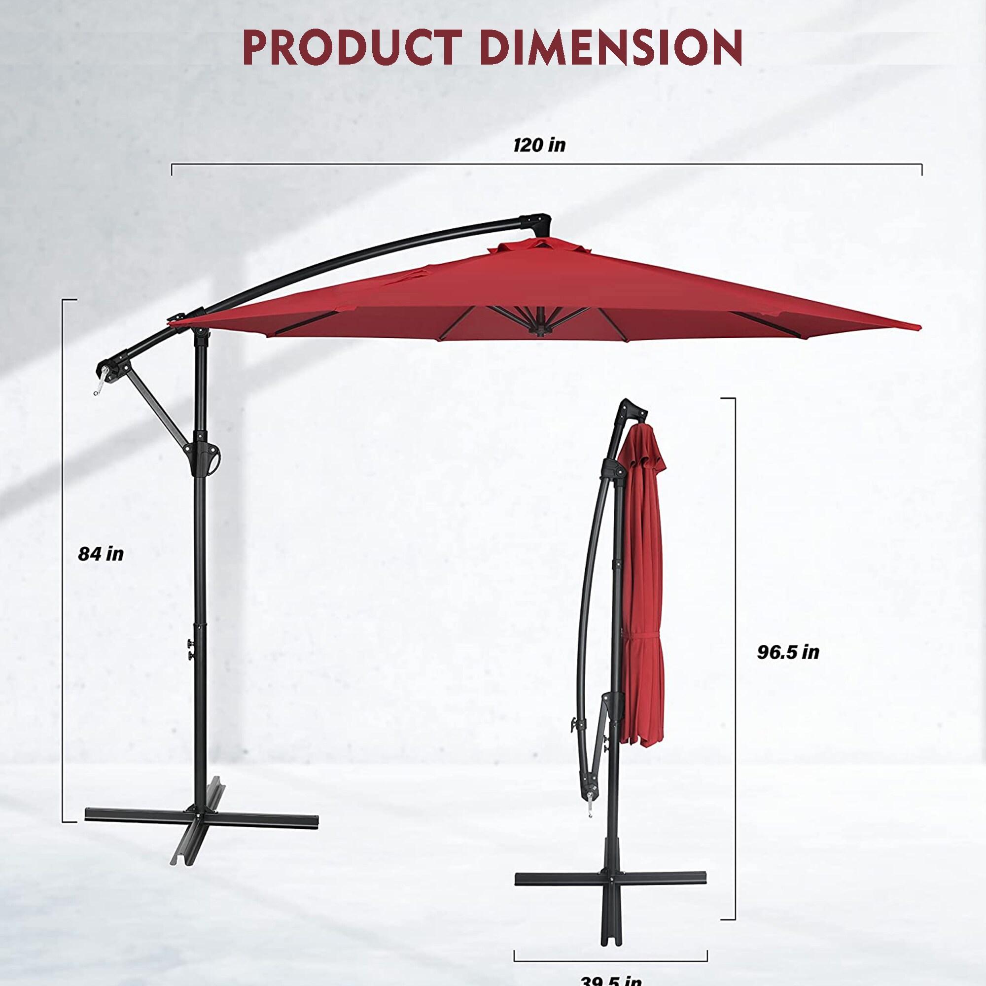 10 ft. Red Cantilever Metal Patio Umbrella with Crank Lift System