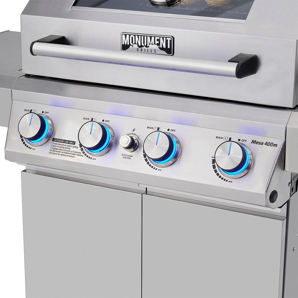 Monument Grills Mesa 400M 4-Burner Liquid Propane 52000 BTU Gas Grill with Side Burner and Cabinet