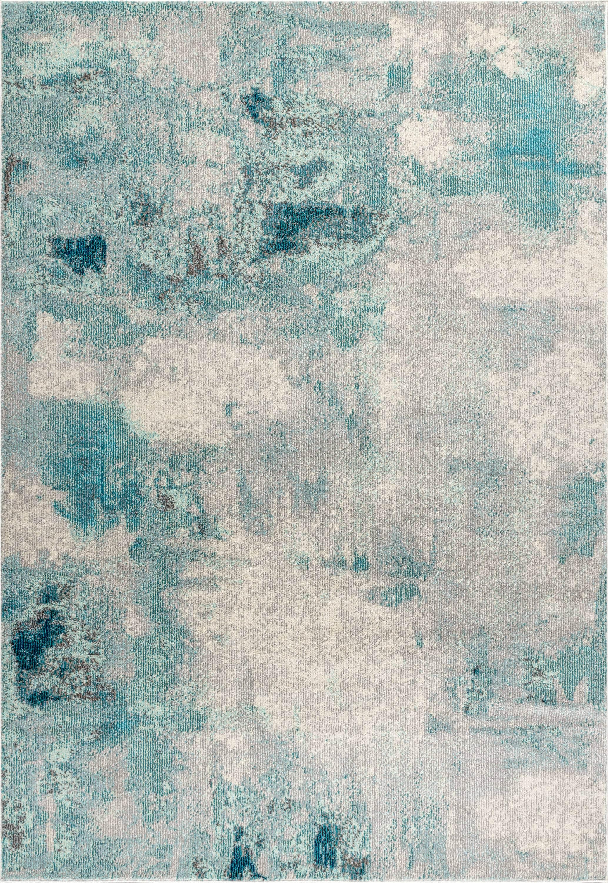 6'x 9' Contemporary POP Modern Abstract Vintage Area Rug, Cream/Blue - JONATHAN Y