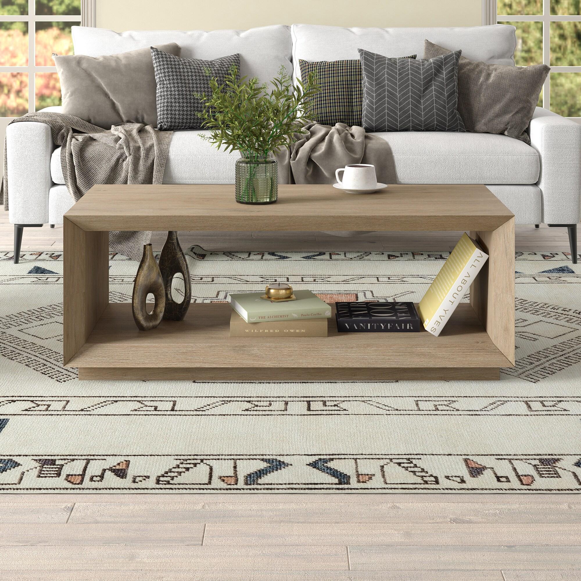 Antiqued Gray Oak Rectangular MDF Coffee Table