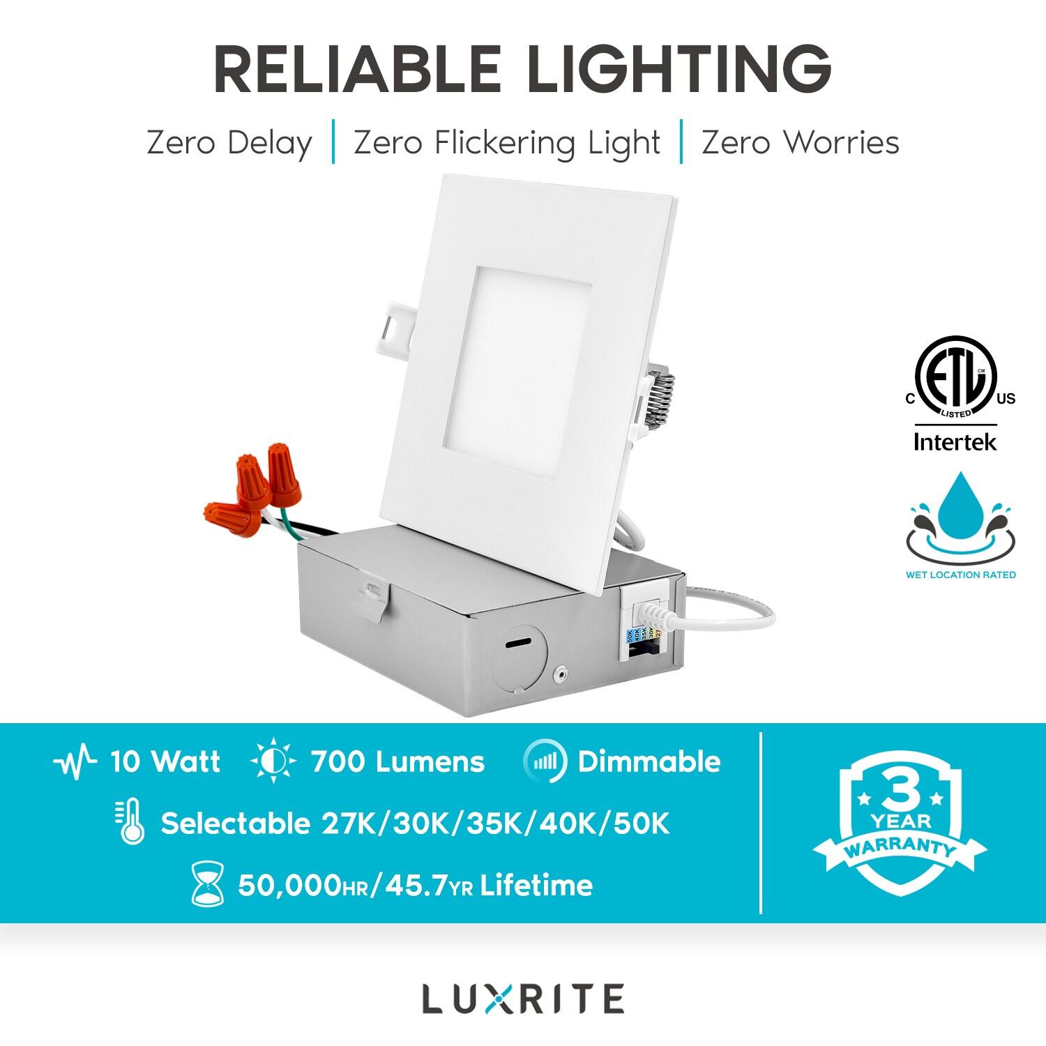 4'' Selectable Color Temperature Dimmable Air-Tight IC Rated LED Canless Recessed Lighting Kit