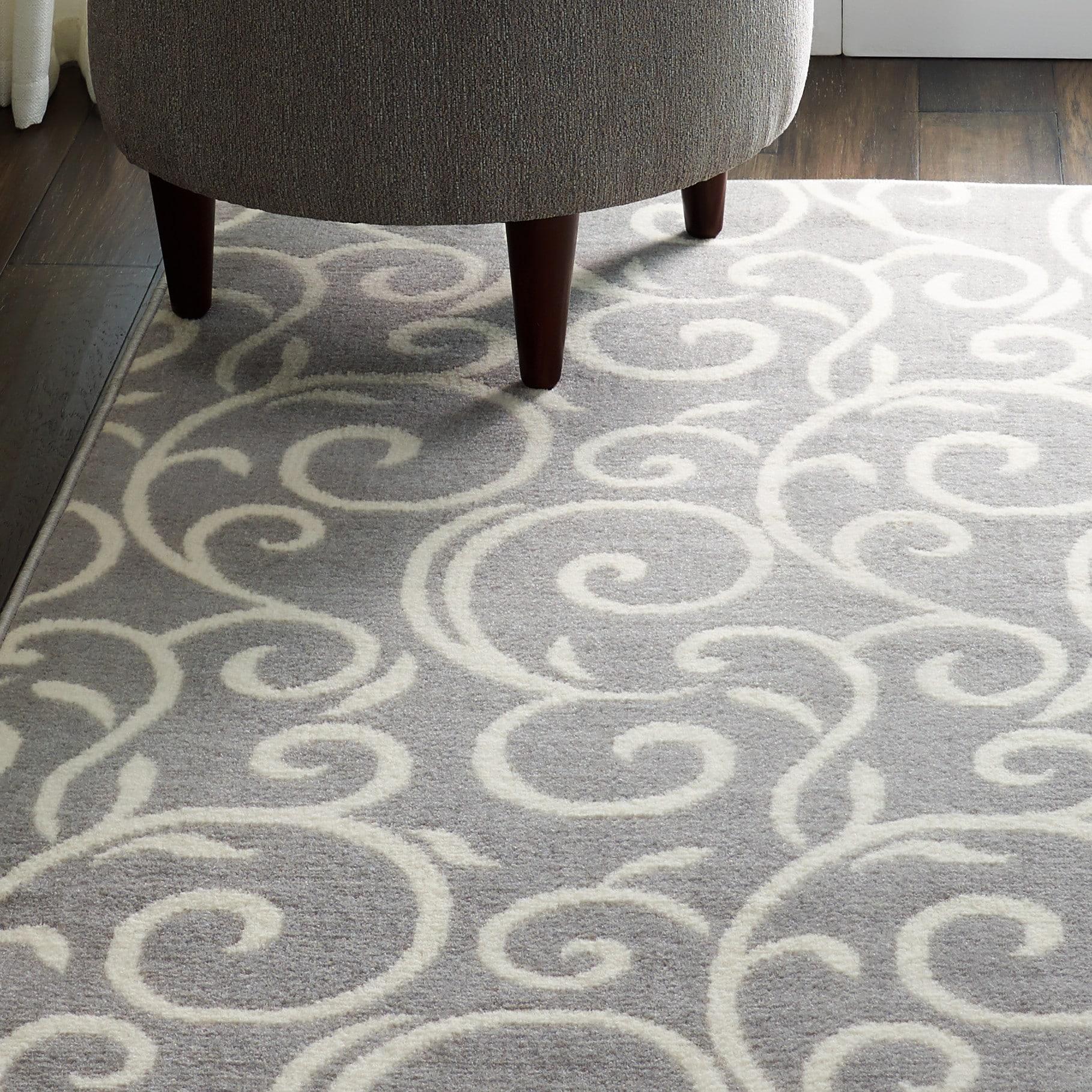 Nourison Grafix 3'9" x 5'9" (4' x 6') Grey Area Rug Bohemian Contemporary Botanical by Nourison