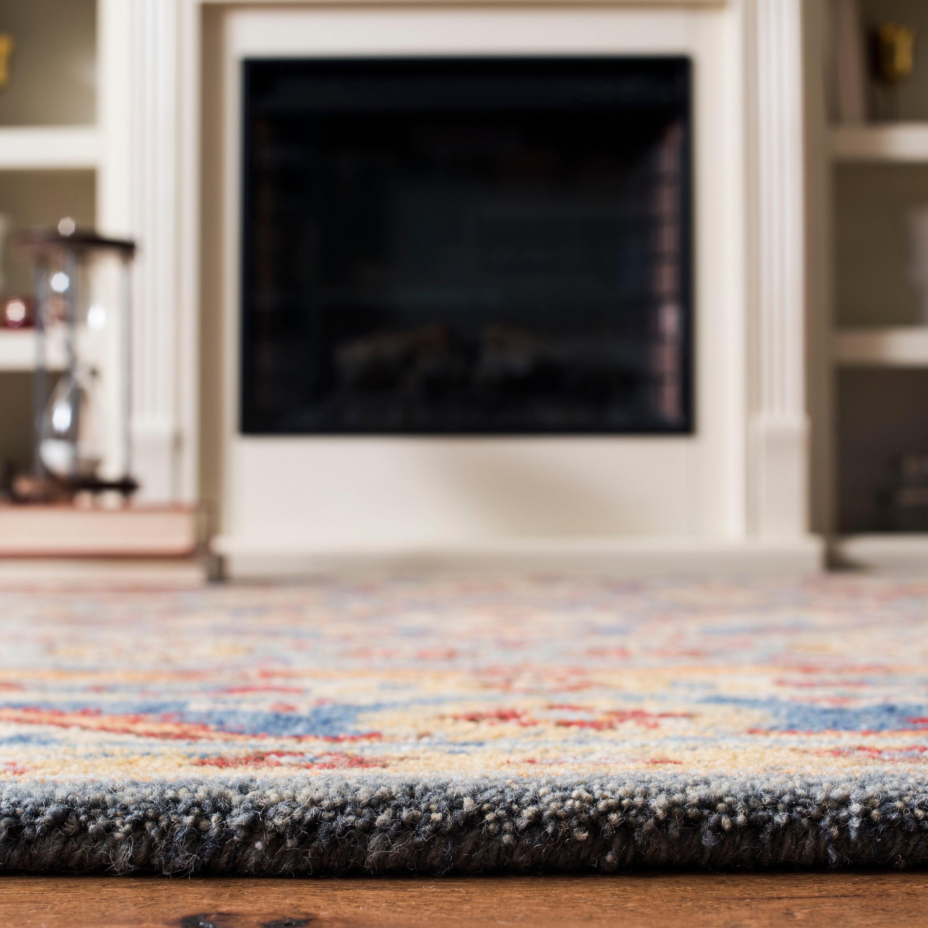 Antiquity AT504 Hand Tufted Area Rug - Blue/Gold - 8'x10' - Safavieh.