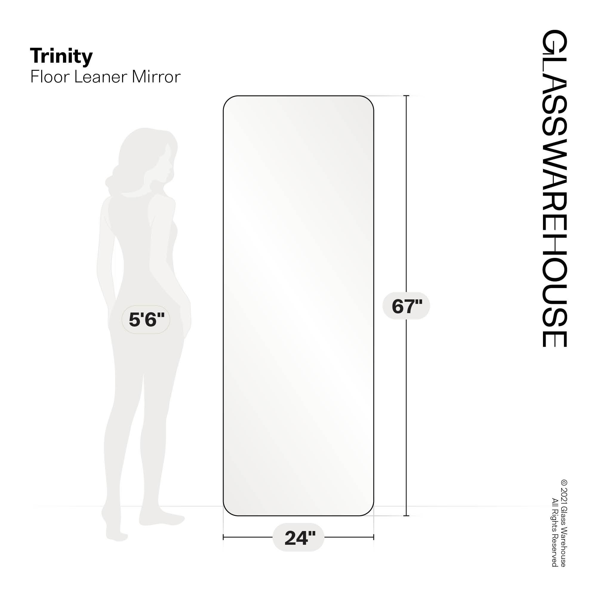 Trinity 24 in. x 67 in. Square Radius Mirror