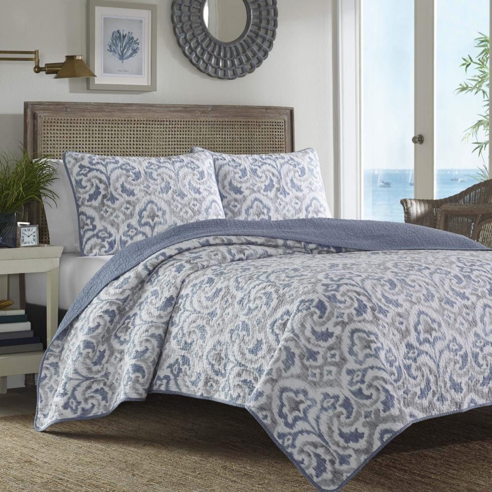 Tommy Bahama Cape Verde Grey Cotton Reversible Quilt Set