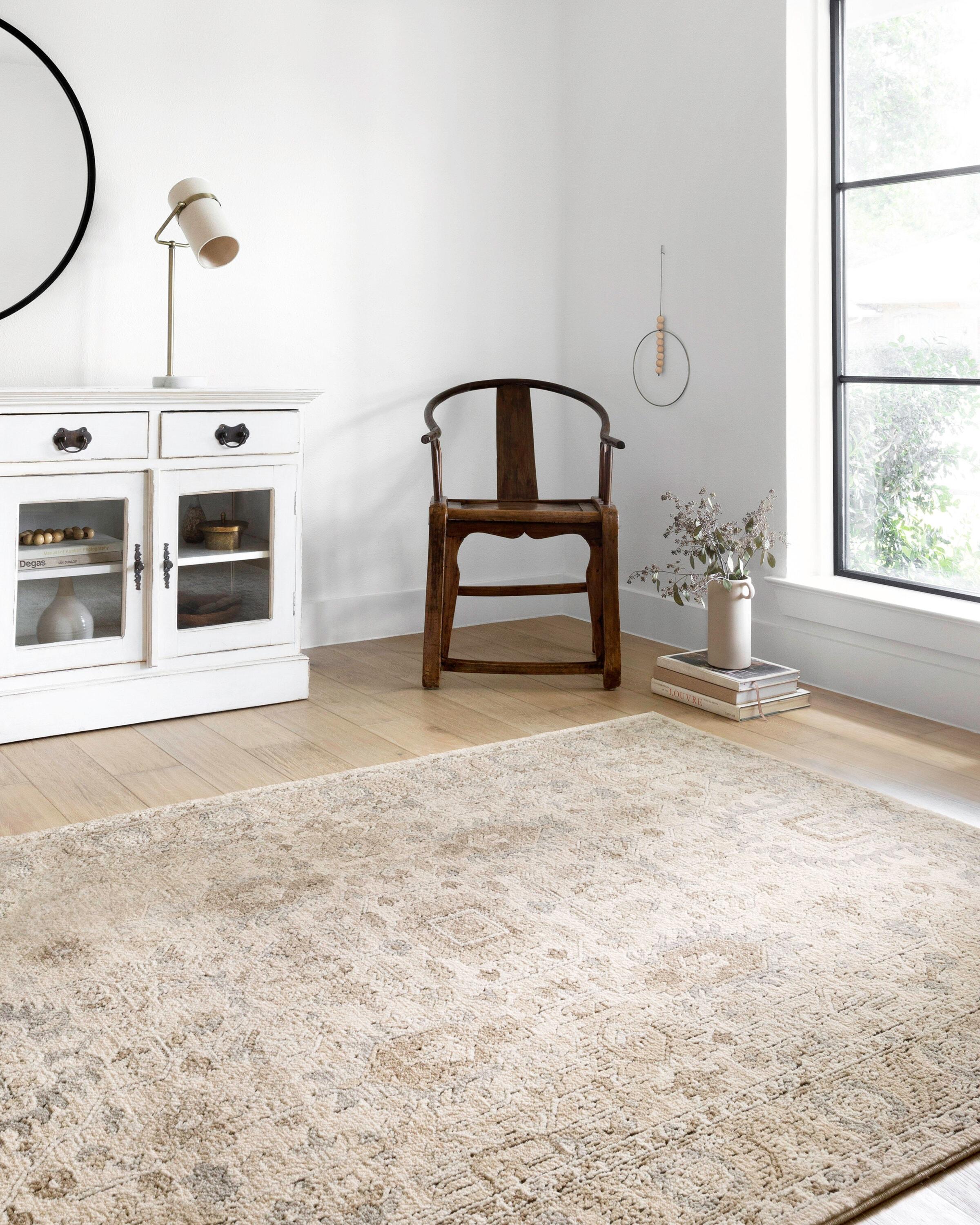 Ivory and Sand Rectangular Oriental Synthetic Area Rug