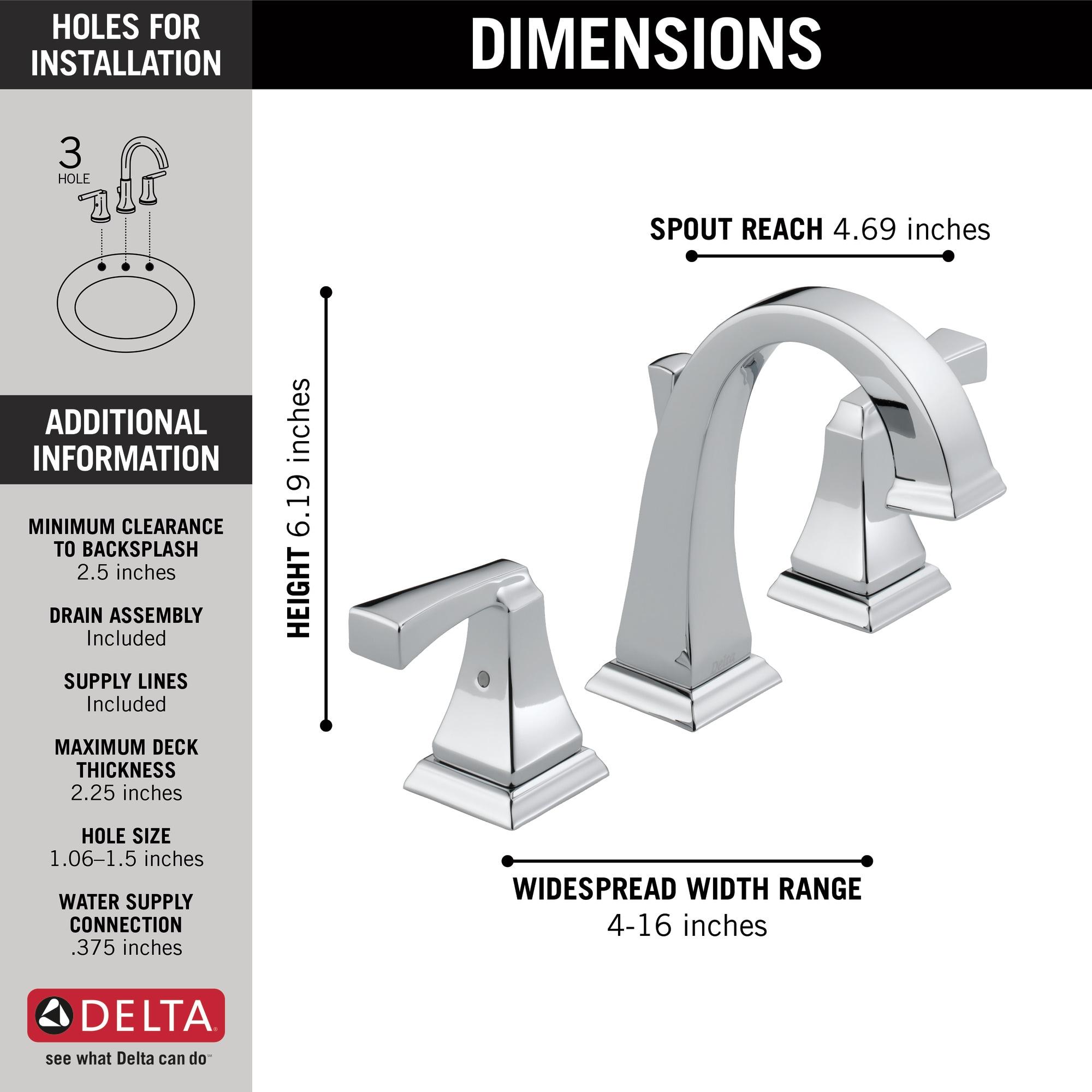Dryden Widespread Bathroom Faucet 3 Hole, 2-handle Bathroom Sink Faucet with Drain Assembly