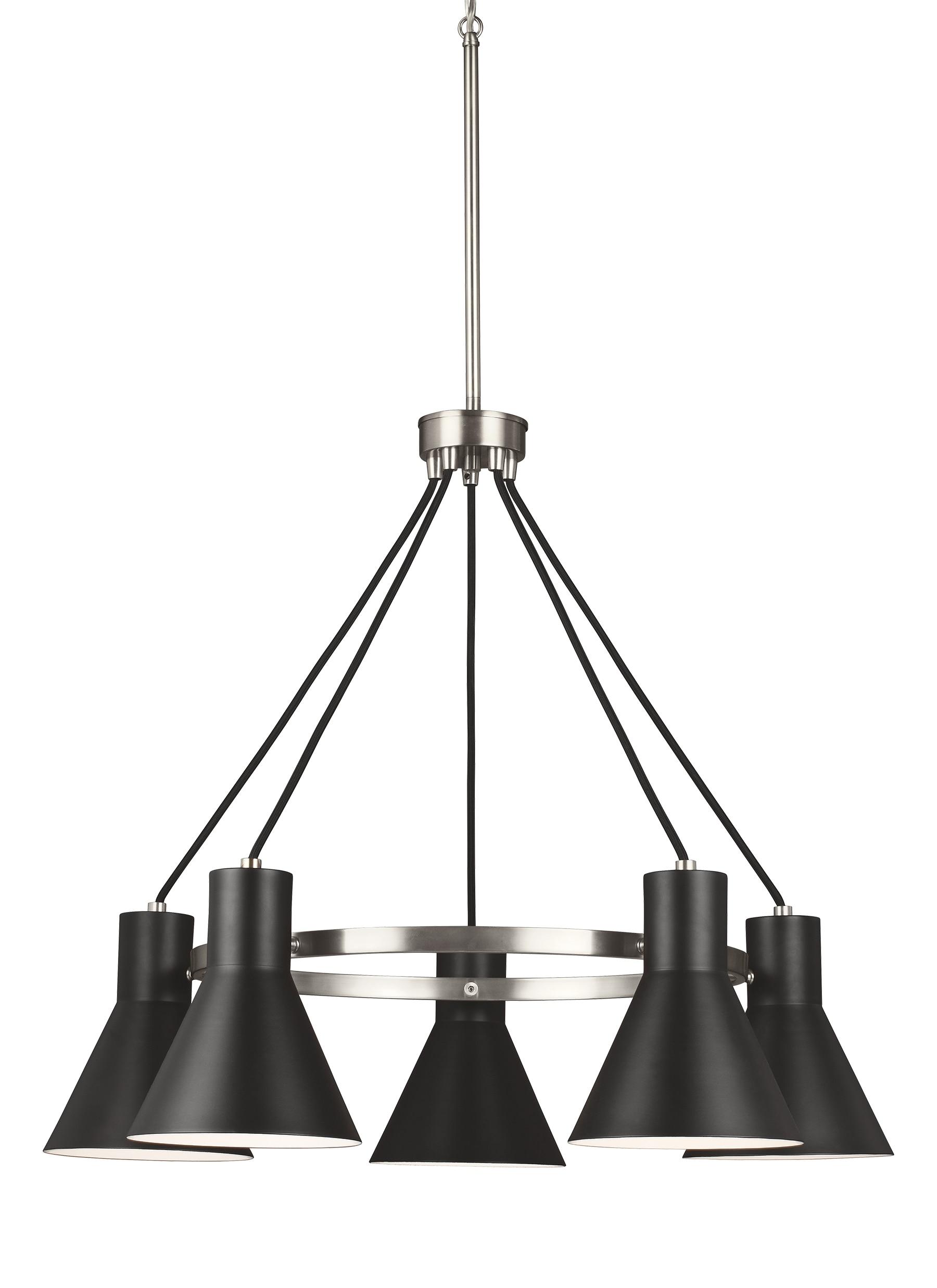 Generation Lighting Towner 5 -Light Brushed Nickel Transitional For Use in Dining Rooms, Foyers, Kitchens, Living Rooms Chandelier