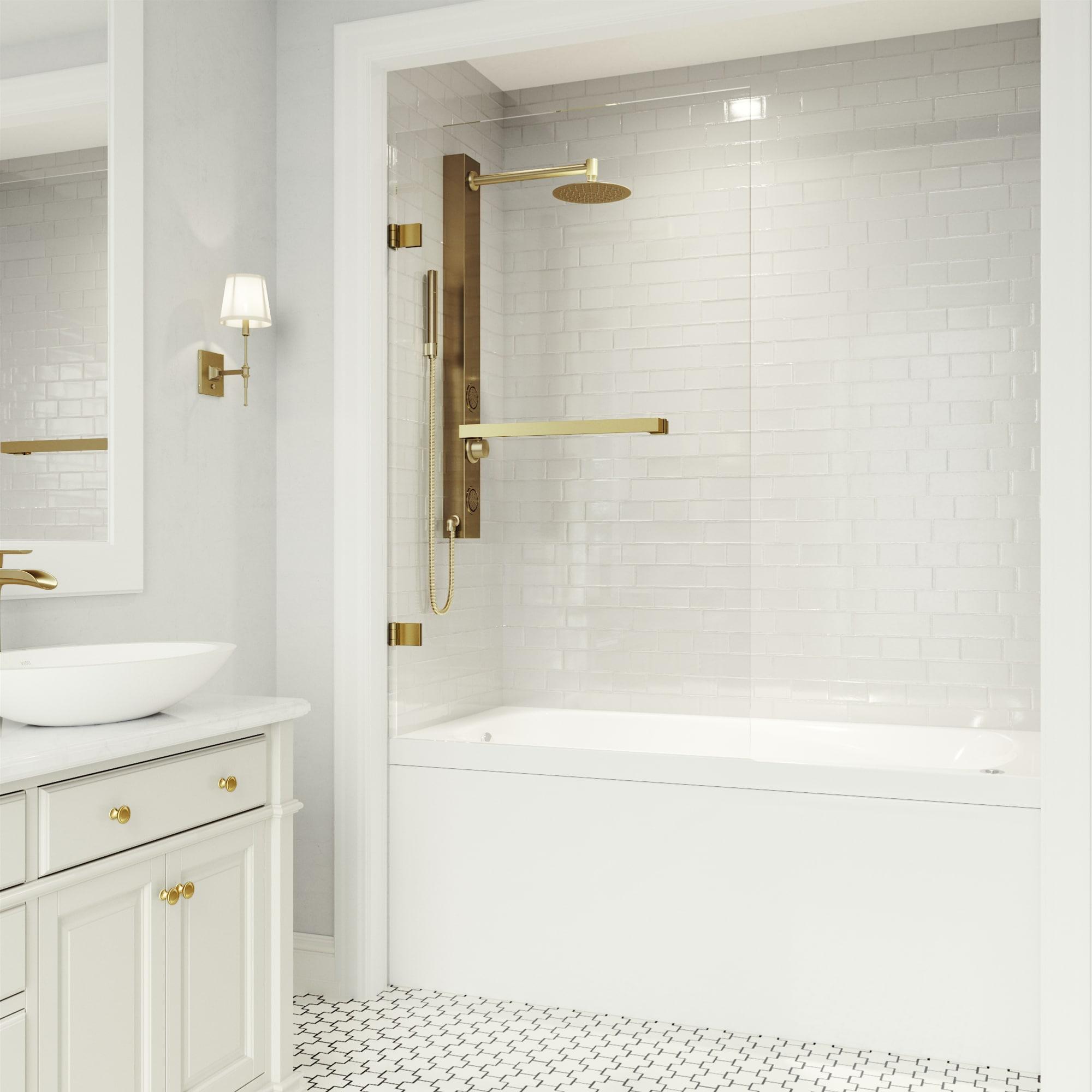 Rialto 34" W x 58" H Hinged Frameless Tub Door with with 5/16" Glass