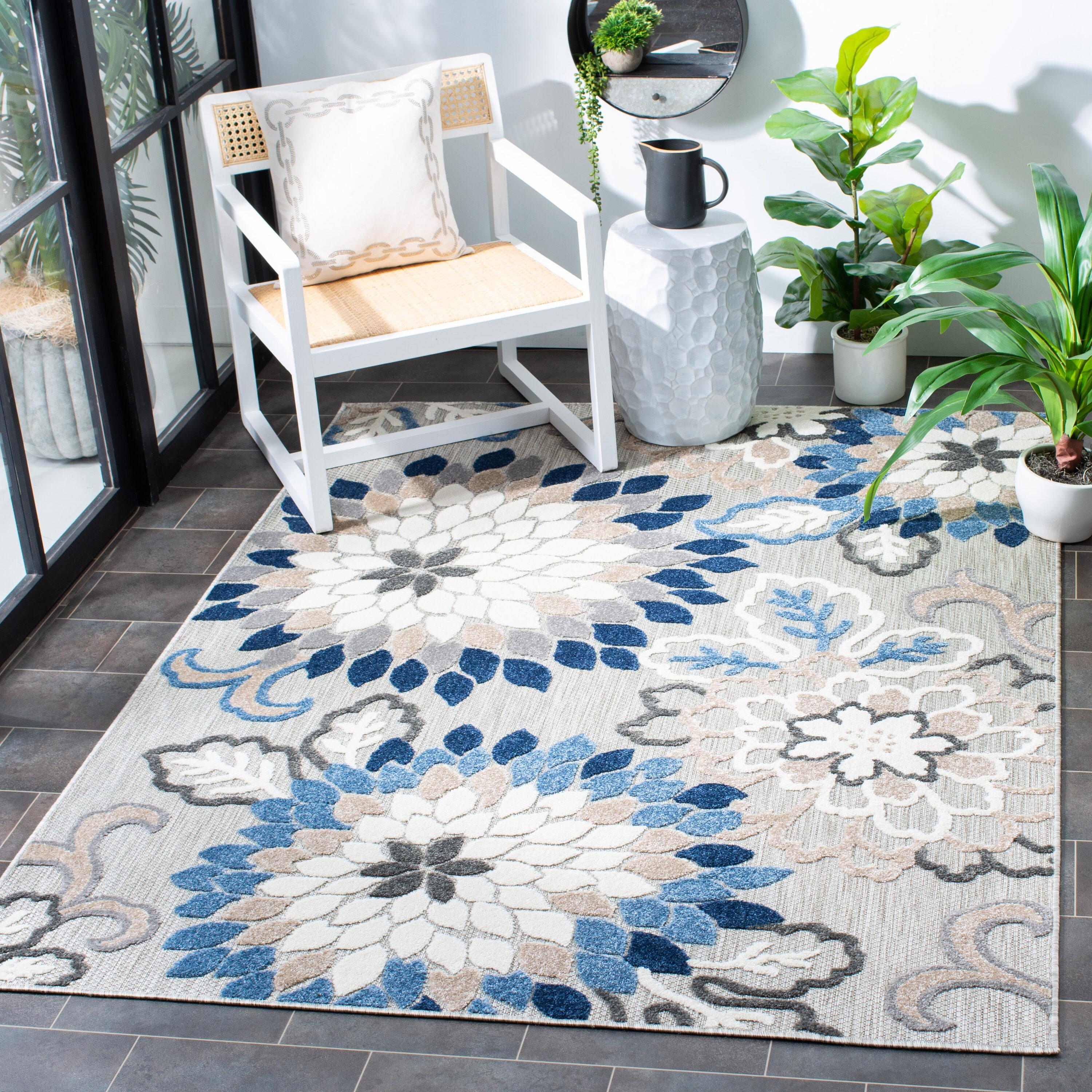 Cabana CBN391 Loomed Indoor Area Rug - Grey/Blue - 9'x12' - Safavieh