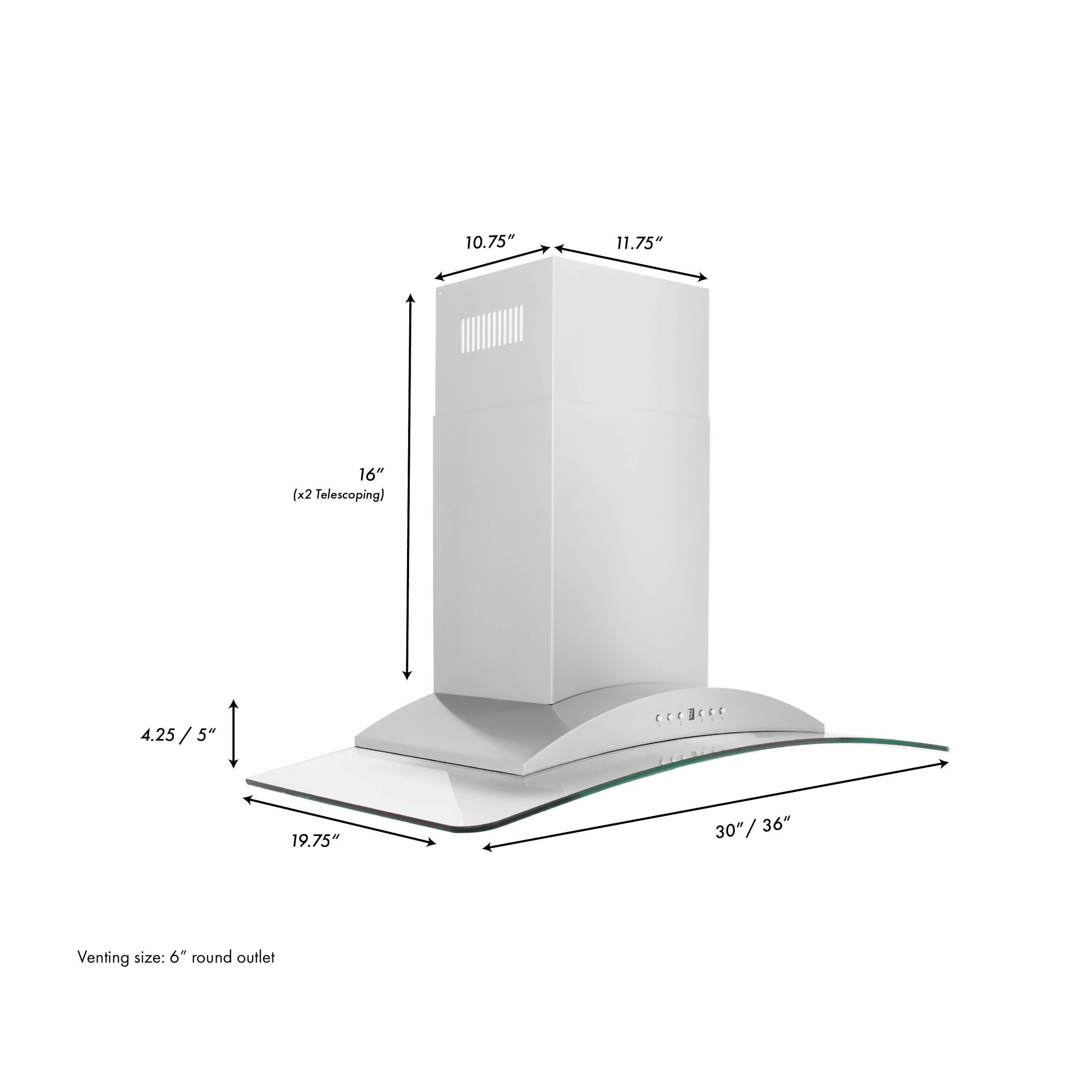 ZLINE ZLINE 36 in. Convertible Vent Convertible Vent Wall Mount Range Hood in Stainless Steel & Glass (KN-36) KN-36