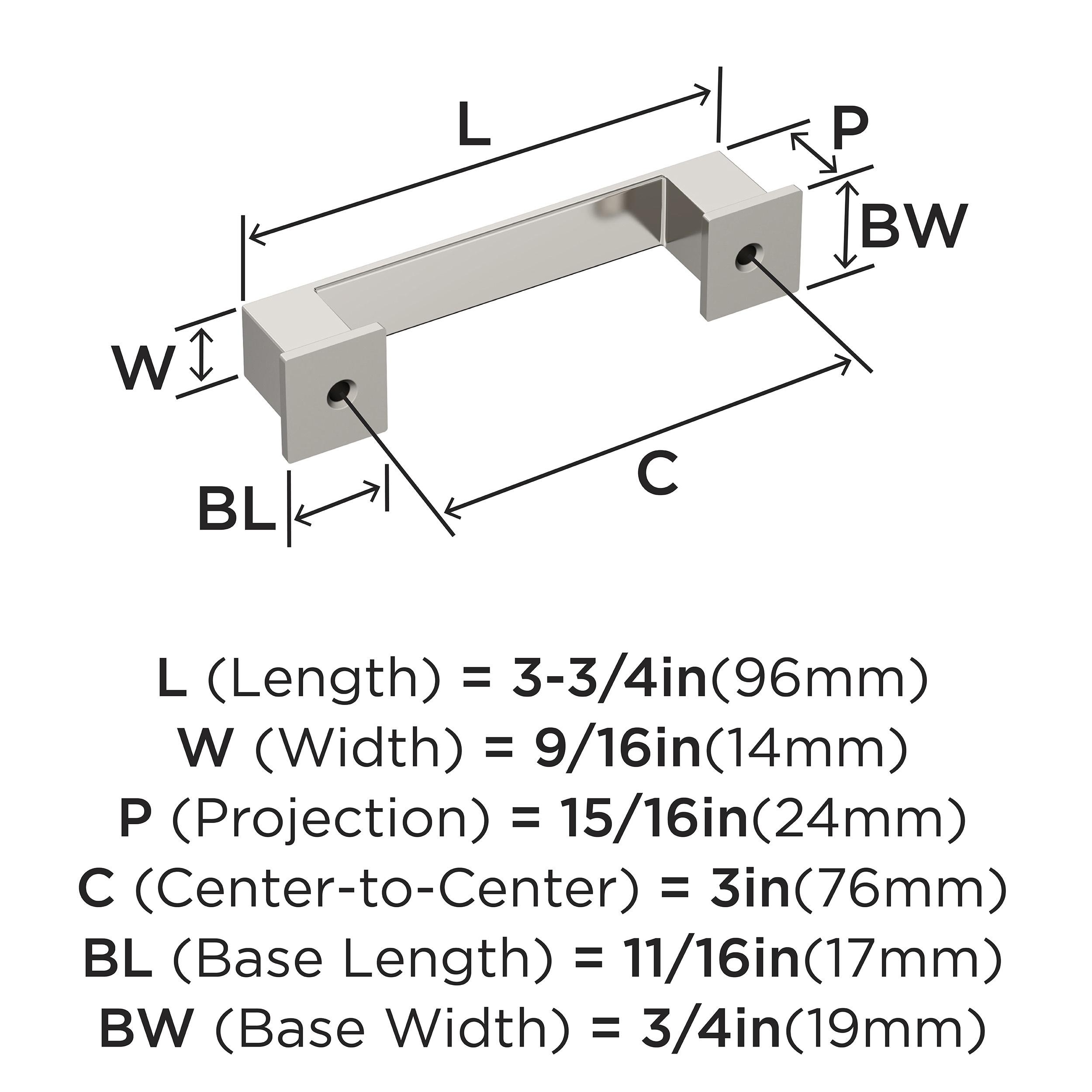 Amerock Appoint 3 inch (76mm) Center-to-Center Polished Nickel Cabinet Pull