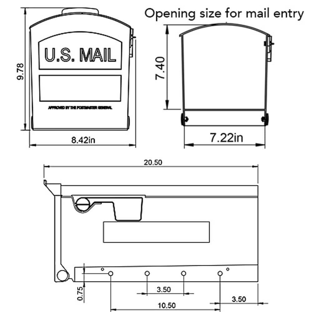 Architectural Mailboxes Patriot Plastic, Medium, Post-Mount Mailbox in Black