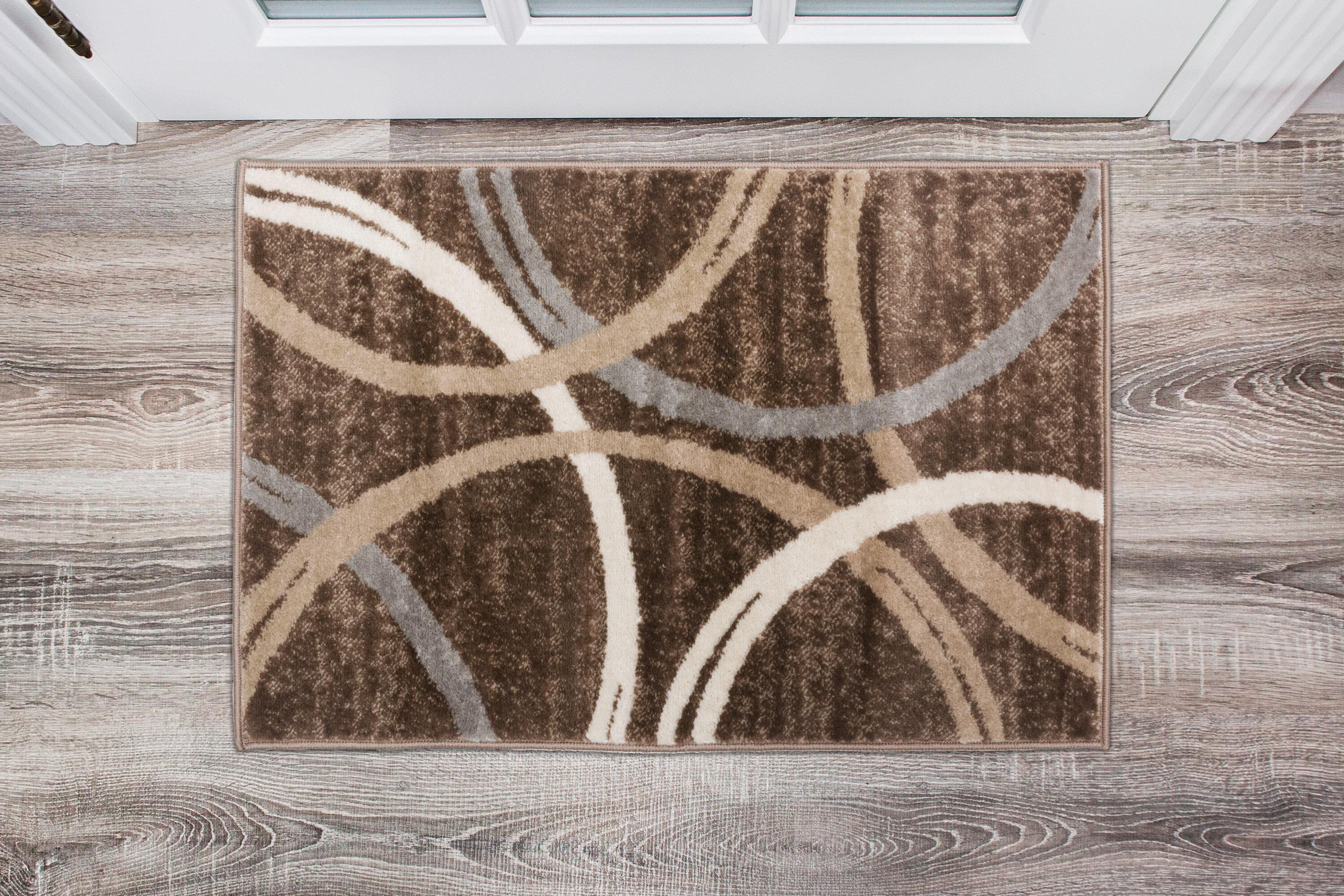 World Rug Gallery Contemporary Abstract Circles Design Brown 2' x 3' Indoor Area Rug