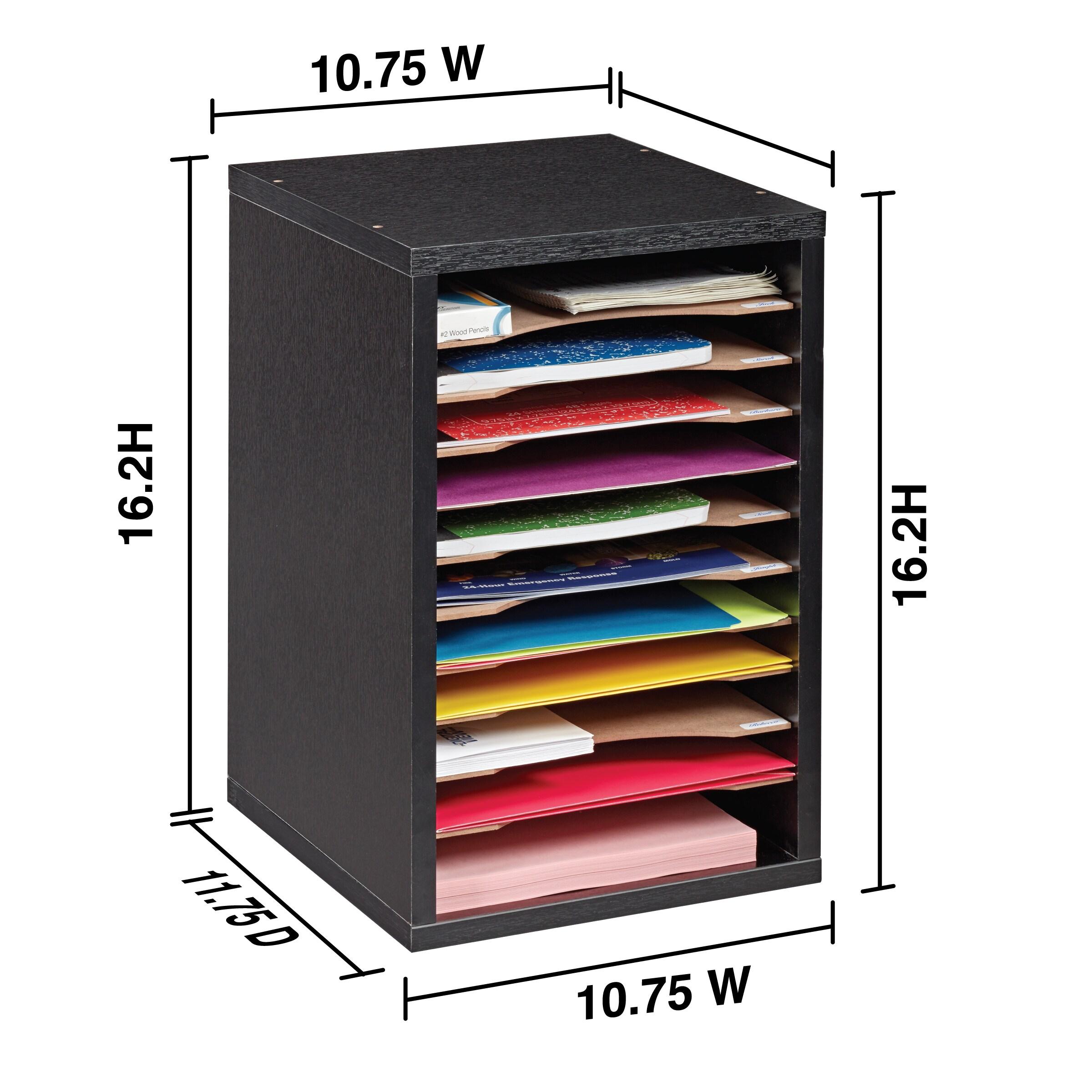 AdirOffice 500 Series 11 Compartment Wooden Literature Organizer 10.75" x 11.8" Black (500-11-BLK)