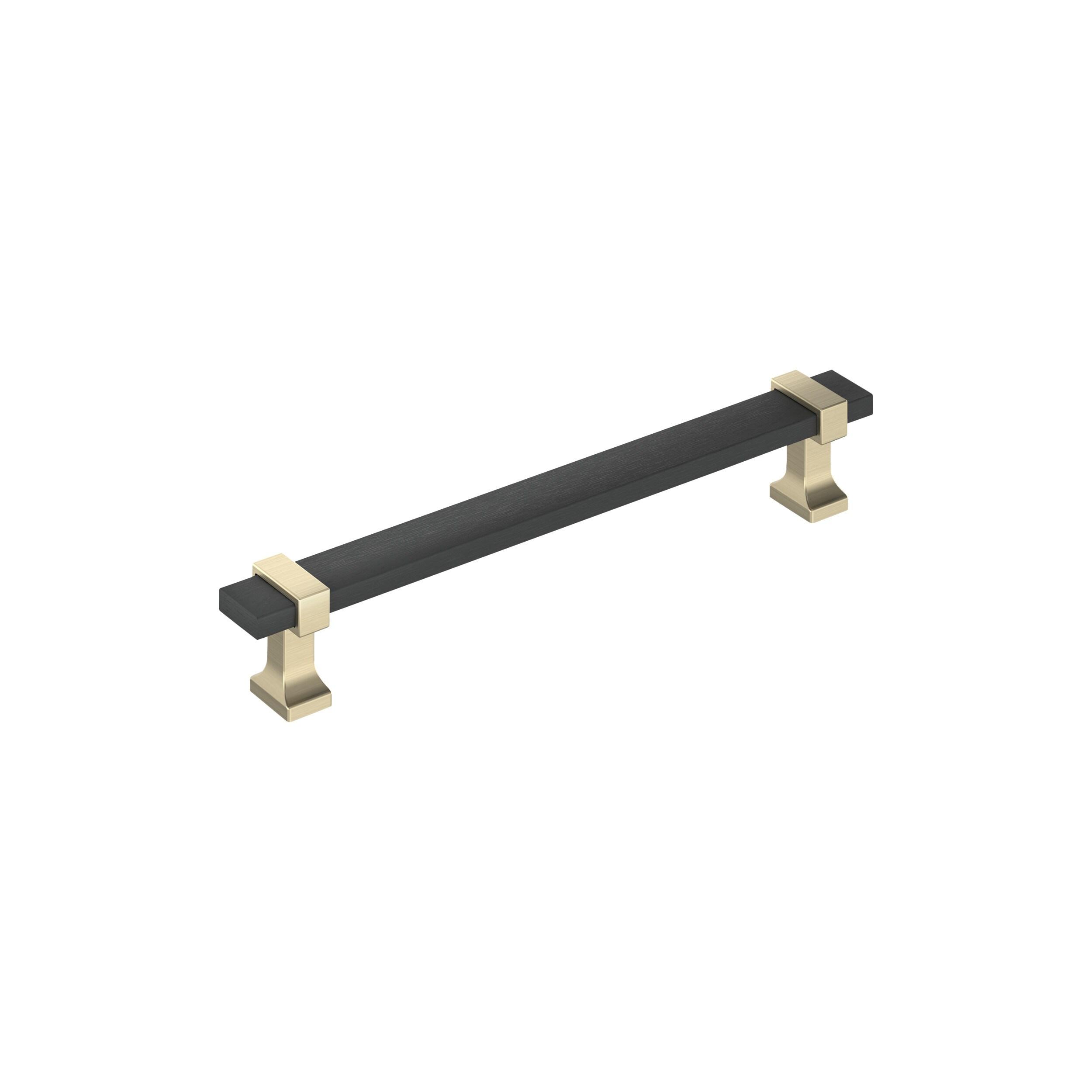 Amerock Overton 6-5/16 inch (160mm) Center-to-Center Brushed Matte Black/Golden Champagne Cabinet Pull