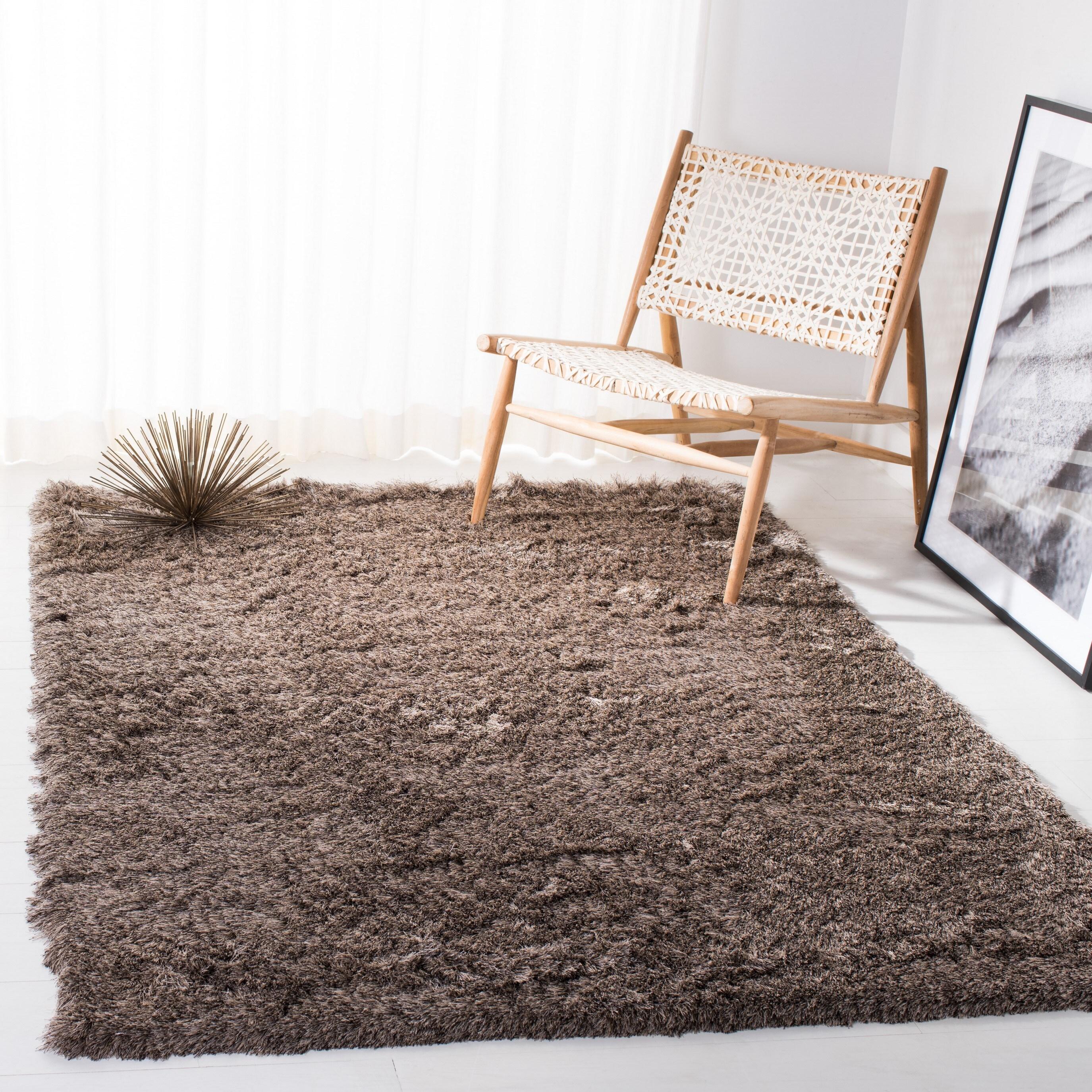 SAFAVIEH Paris Darwin Plush Polyester Shag Area Rug, Sable, 10' x 14'