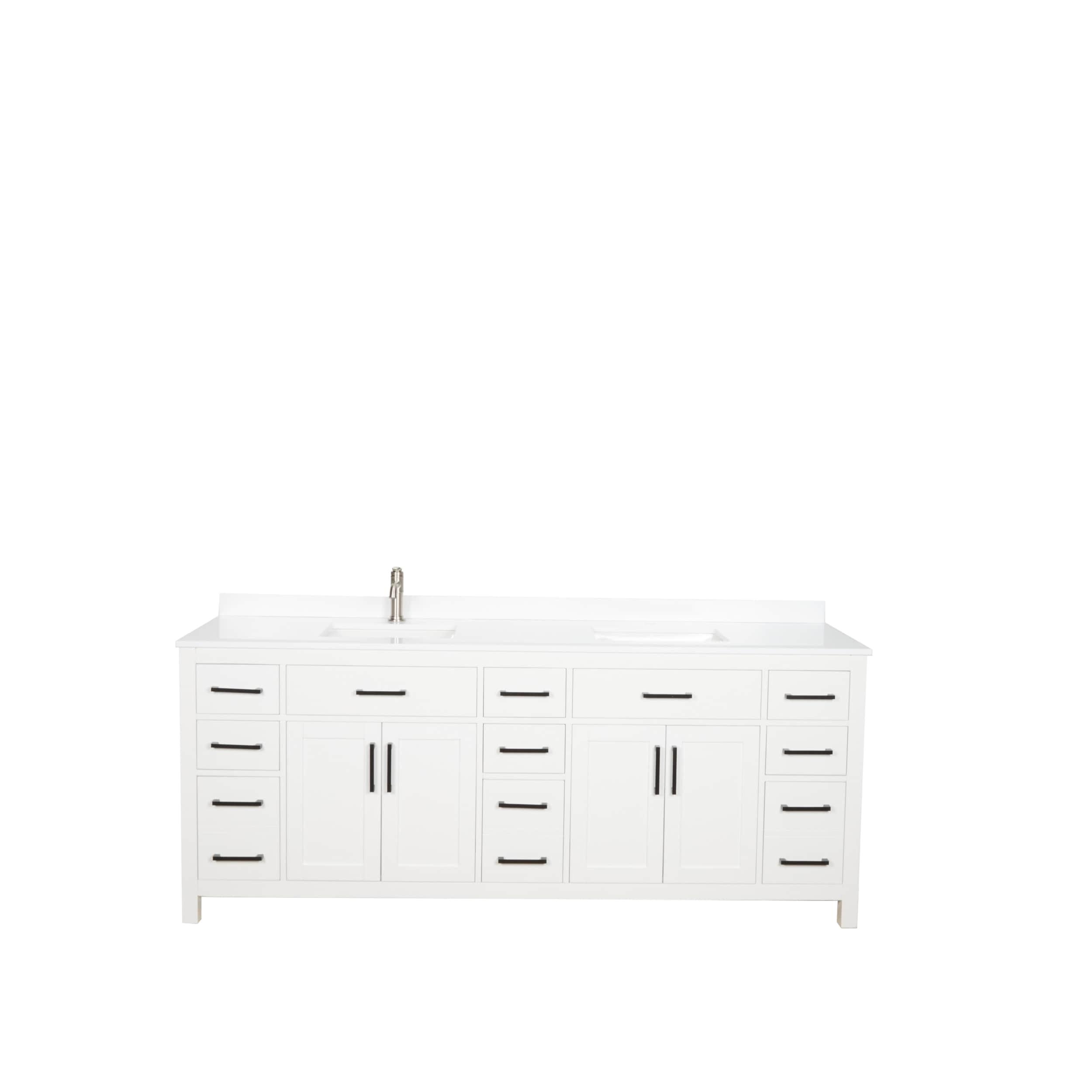 Beckett 84" Freestanding Double Bathroom Vanity with Cultured Marble Top